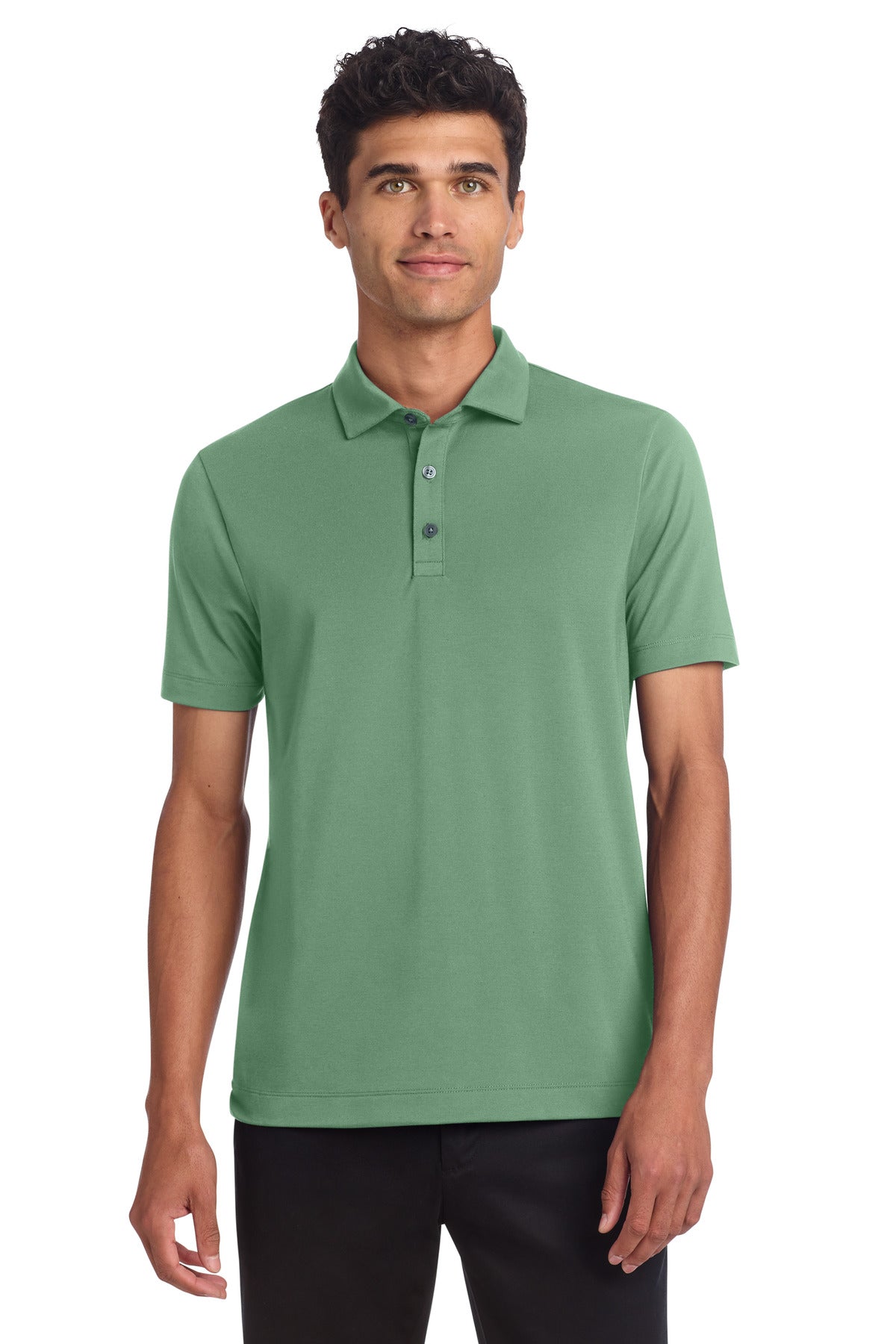 Custom Sage Stretch Jersey Polo MM1014, personalized by SanCanDo Swag in Argyle, TX
