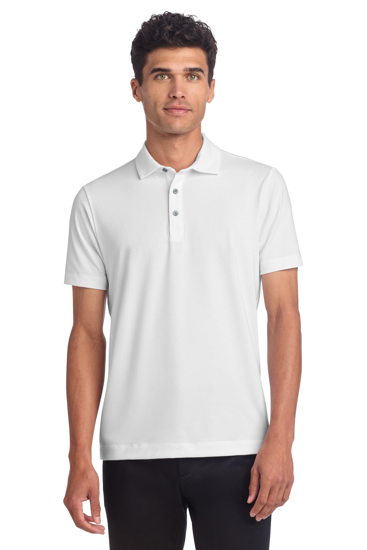 Custom White Stretch Jersey Polo MM1014, personalized by SanCanDo Swag in Argyle, TX