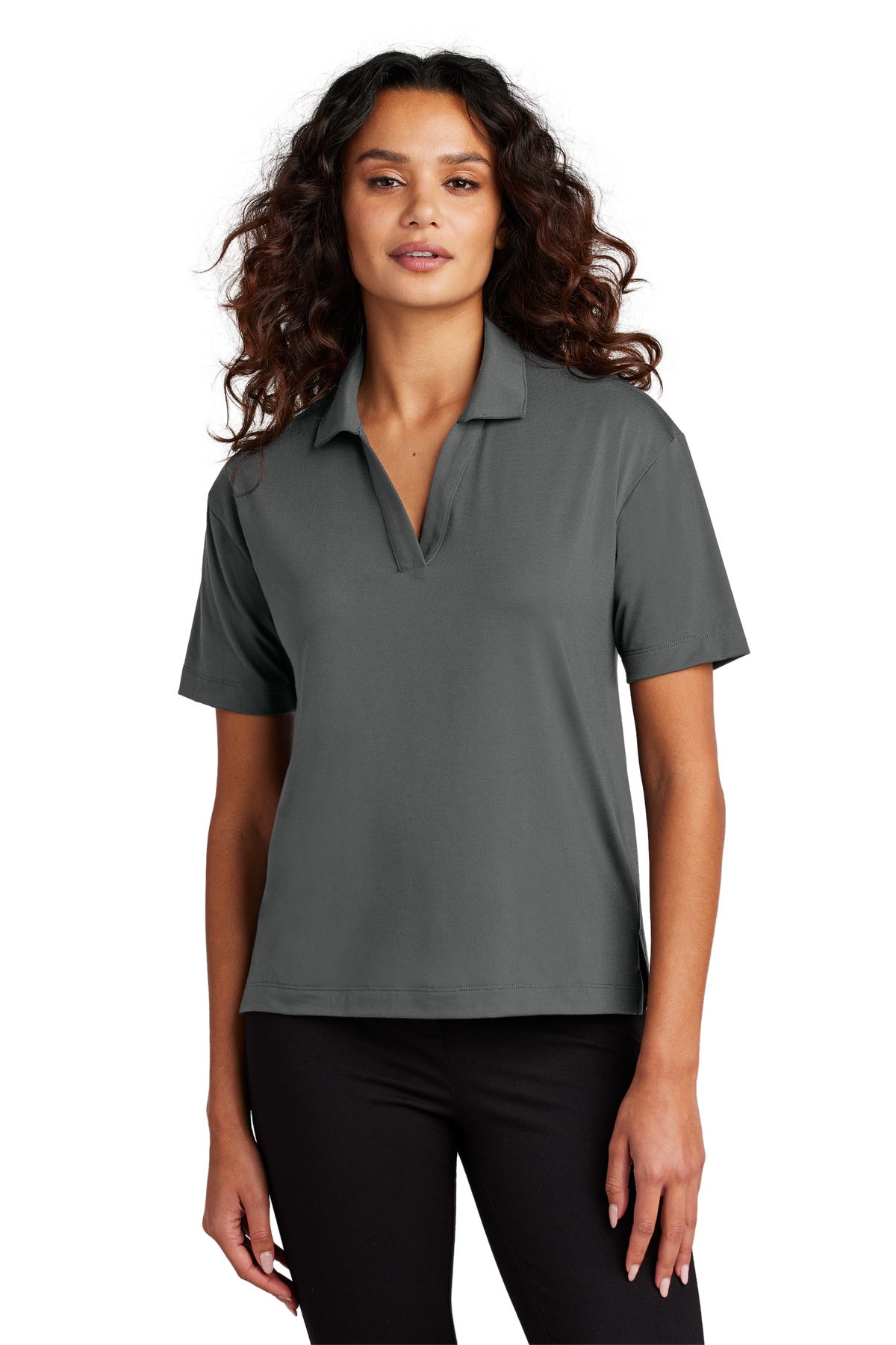 Custom Anchor Grey Women's Stretch Jersey Polo MM1015, personalized by SanCanDo Swag in Argyle, TX