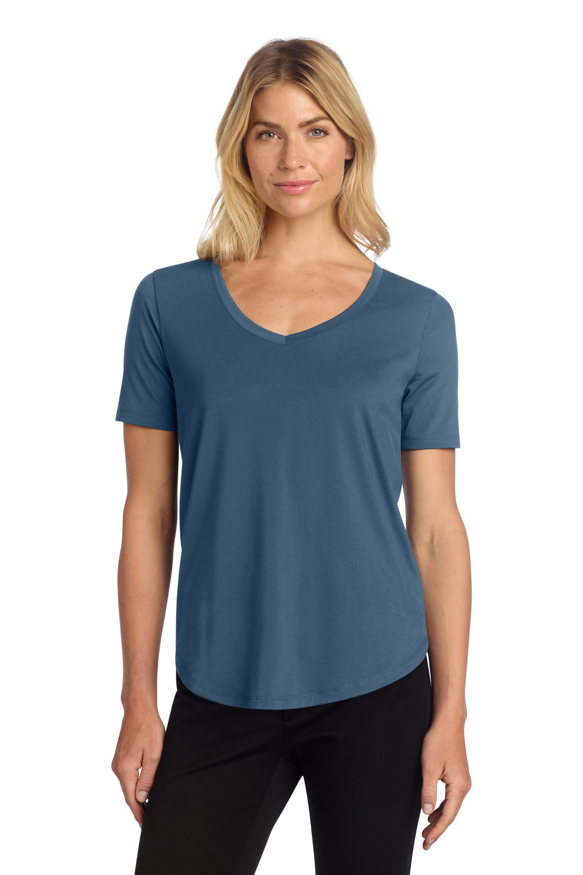 Custom Insignia Blue Women's Stretch Jersey Relaxed Scoop MM1017, personalized by SanCanDo Swag in Argyle, TX