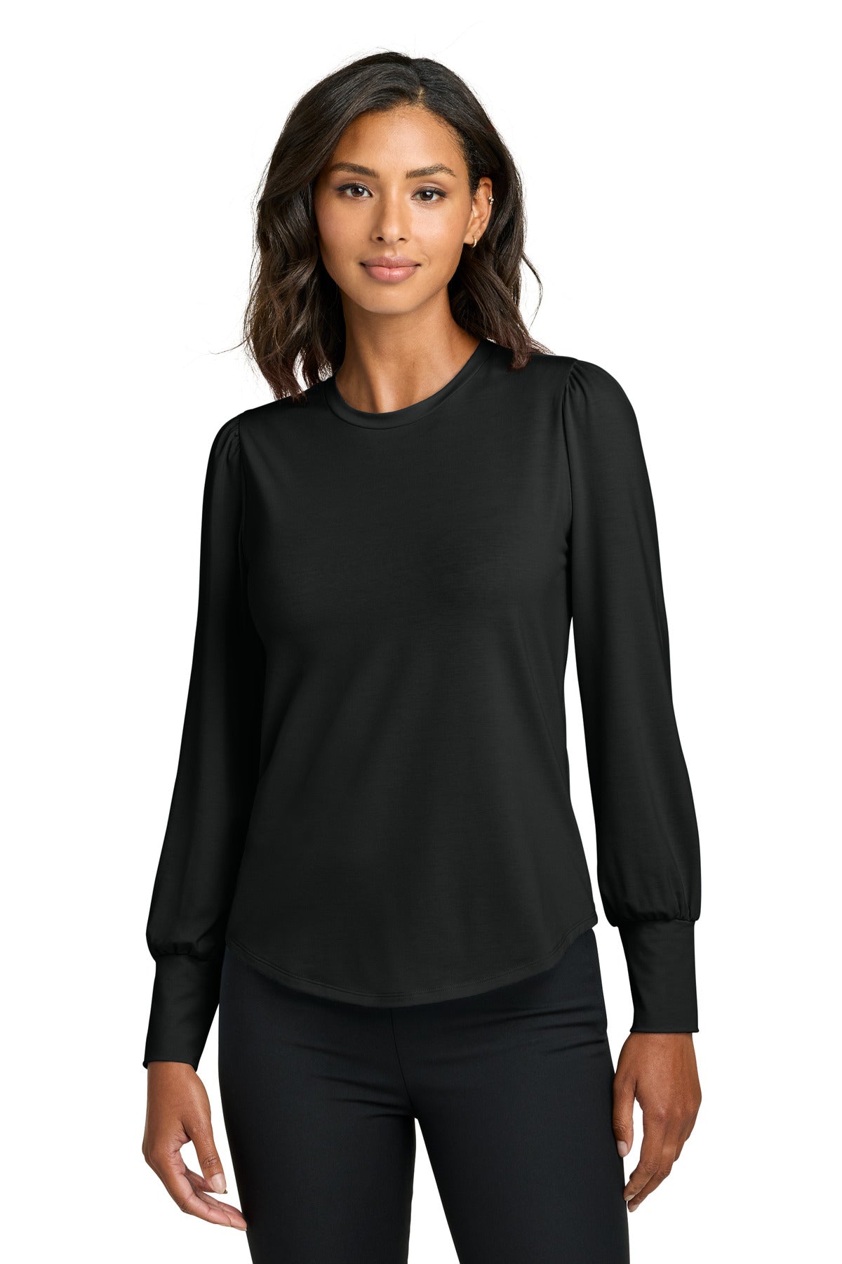 Custom Deep Black Stretch Jersey Long Sleeve Blouson Top MM1019, personalized by SanCanDo Swag in Argyle, TX