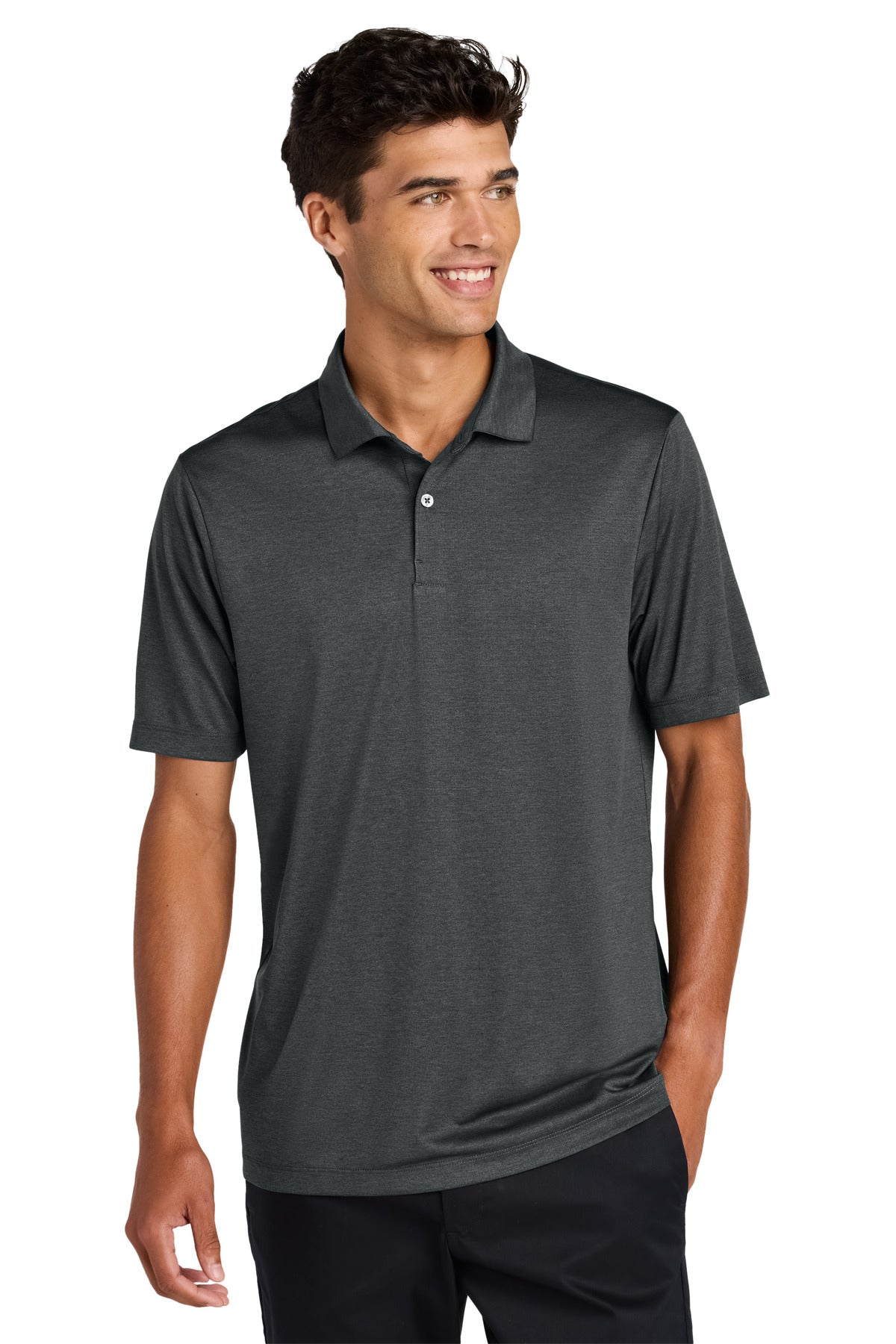 Custom Anchor Grey Heather Recharge Jersey Polo MM1020, personalized by SanCanDo Swag in Argyle, TX