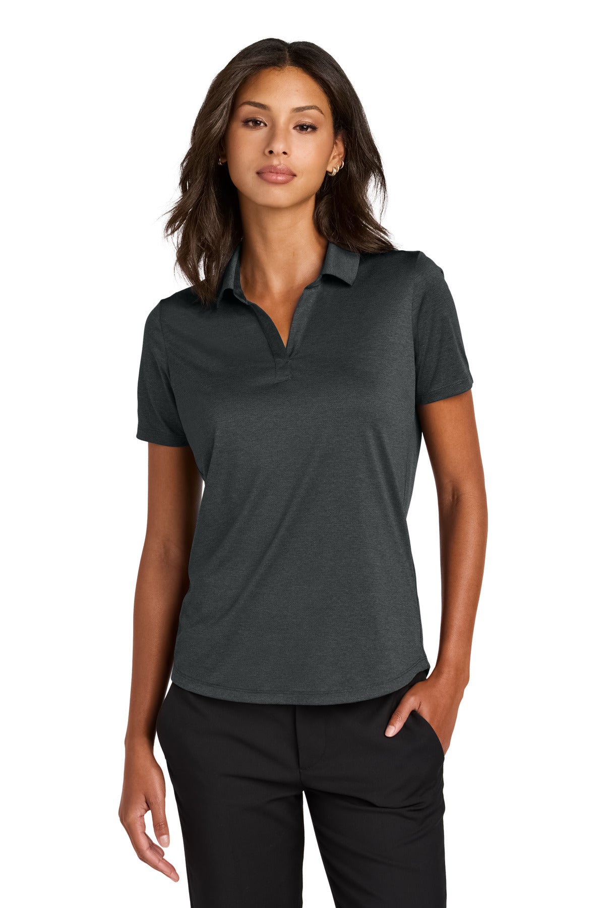 Custom Anchor Grey Heather Women's Recharge Jersey Polo MM1021, personalized by SanCanDo Swag in Argyle, TX