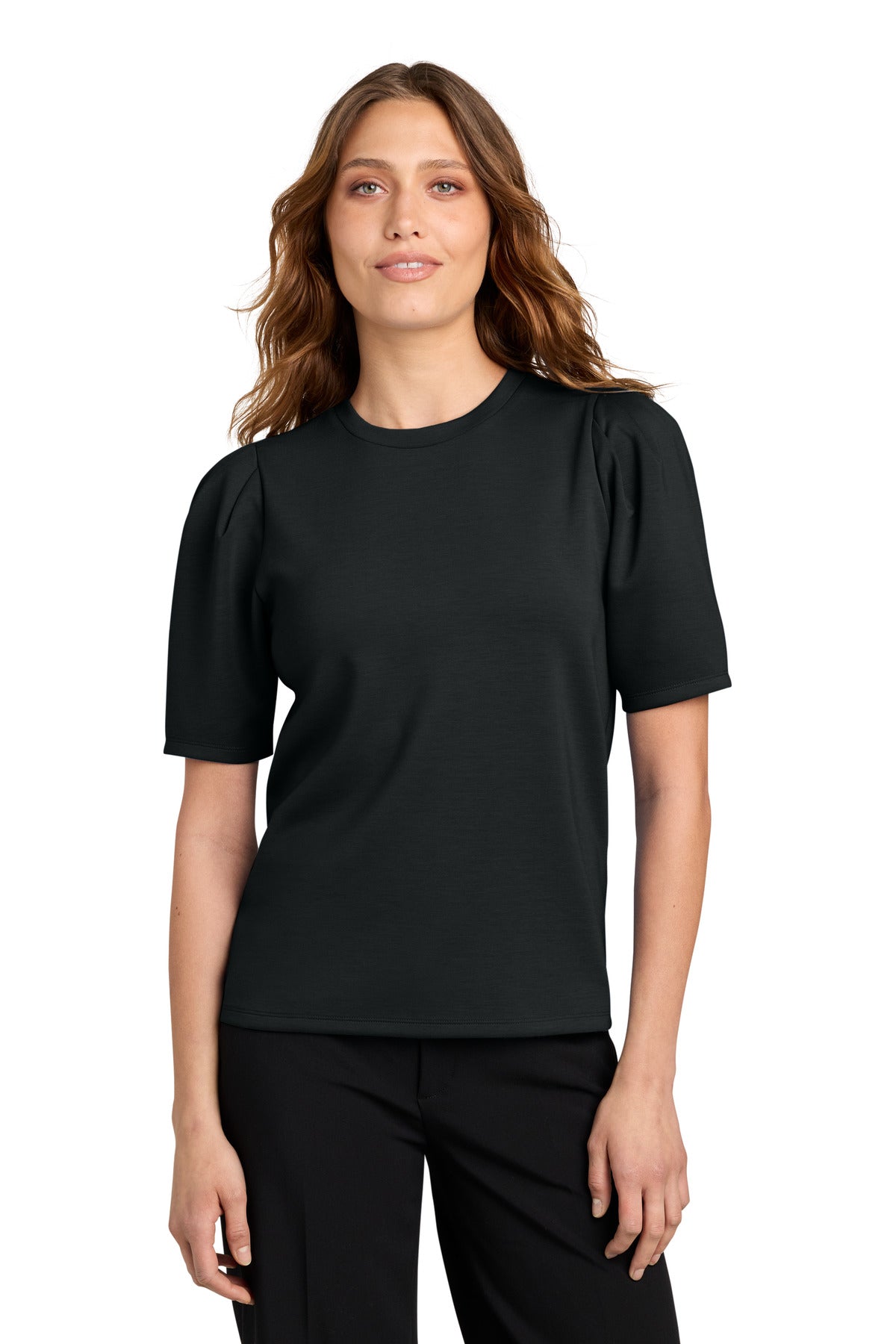 Custom Deep Black Women's Short Sleeve Lite Spacer Top MM1041, personalized by SanCanDo Swag in Argyle, TX