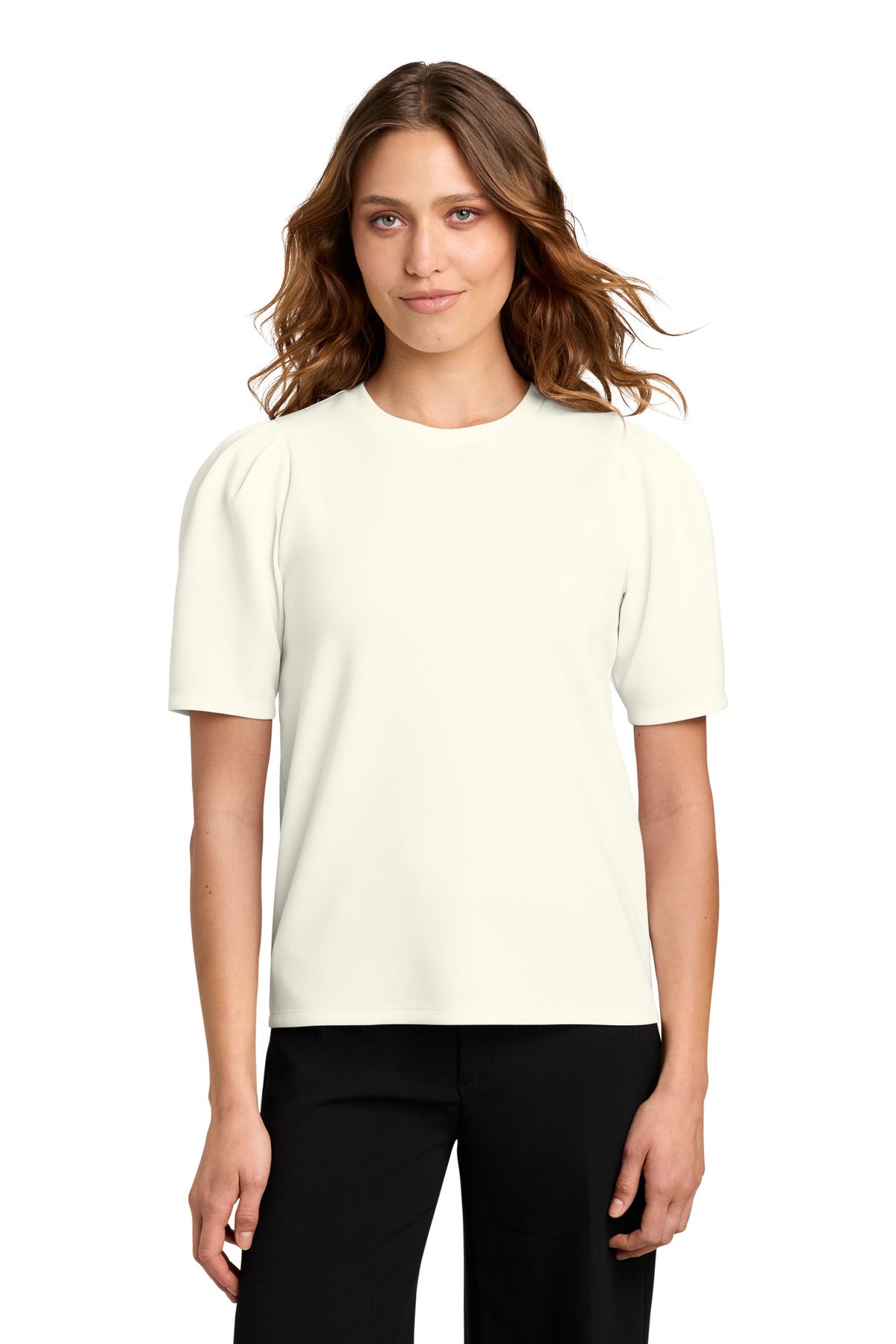 Custom Ivory Chiffon Women's Short Sleeve Lite Spacer Top MM1041, personalized by SanCanDo Swag in Argyle, TX