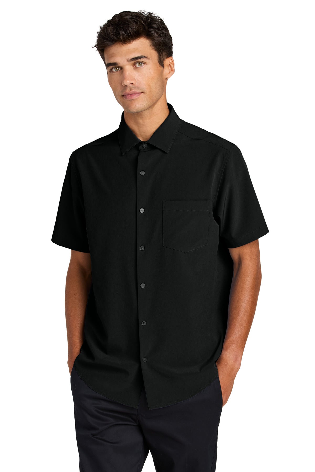 Custom Deep Black Short Sleeve UV Capital Tech Shirt MM2006, personalized by SanCanDo Swag in Argyle, TX