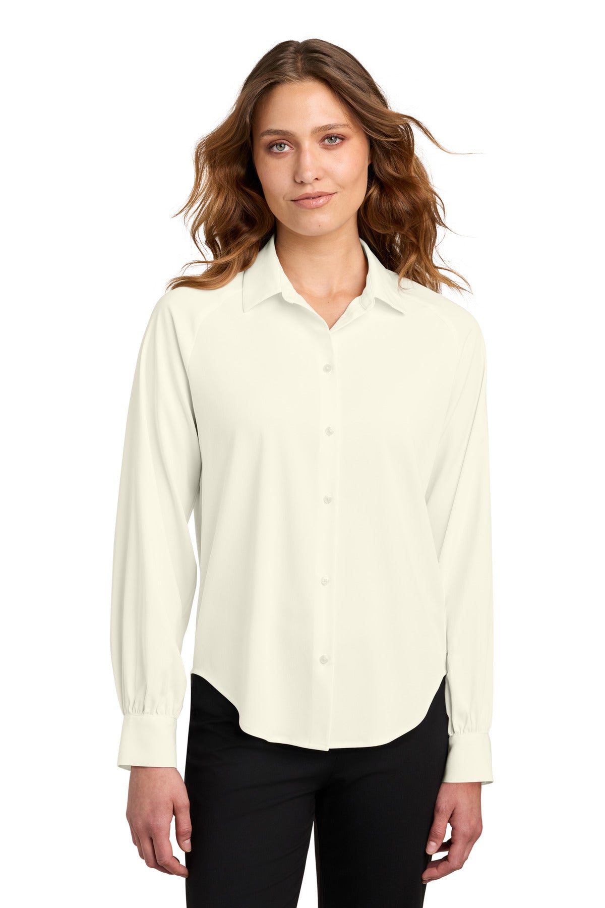 Custom Ivory Chiffon Women's Long Sleeve Buttery Soft Blouse MM2017, personalized by SanCanDo Swag in Argyle, TX