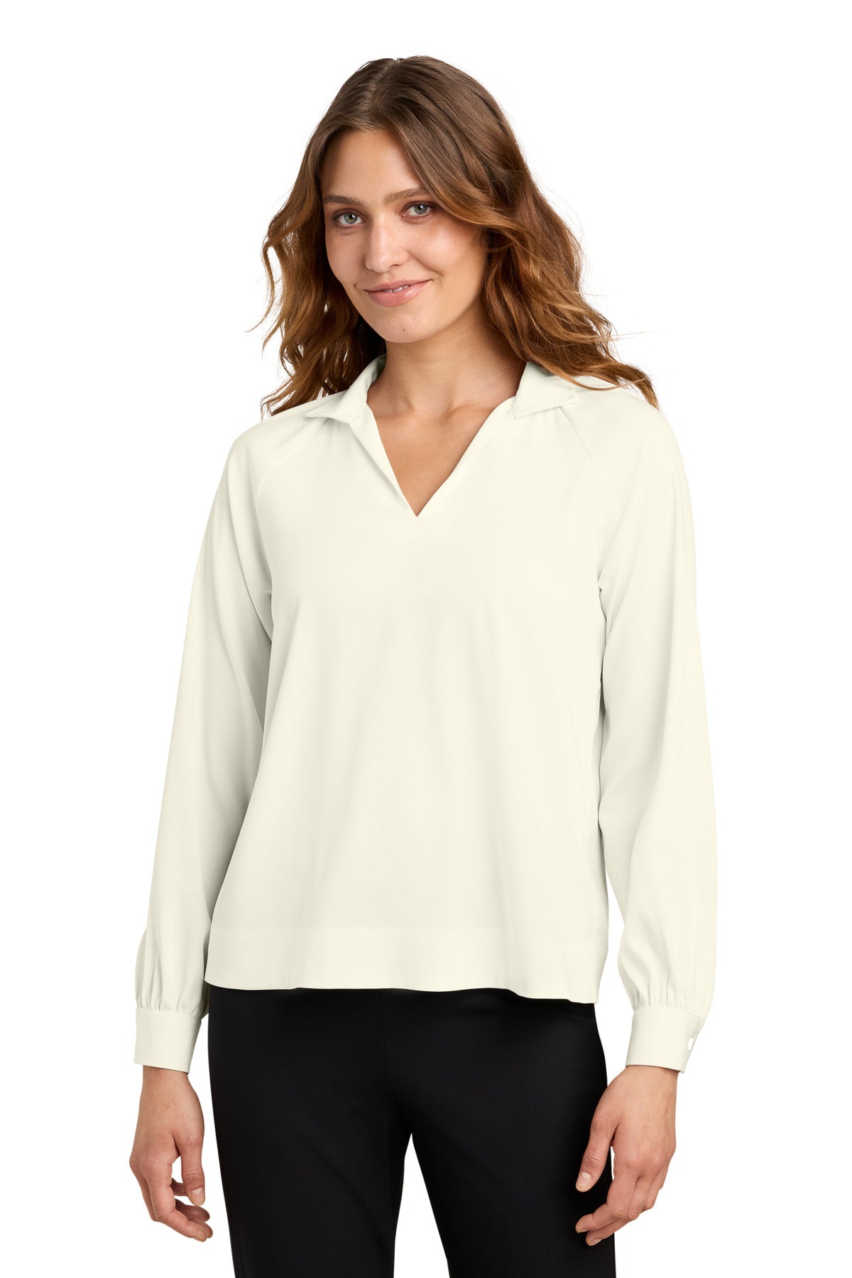 Custom Ivory Chiffon Long Sleeve Buttery Soft Popover Blouse MM2019, personalized by SanCanDo Swag in Argyle, TX