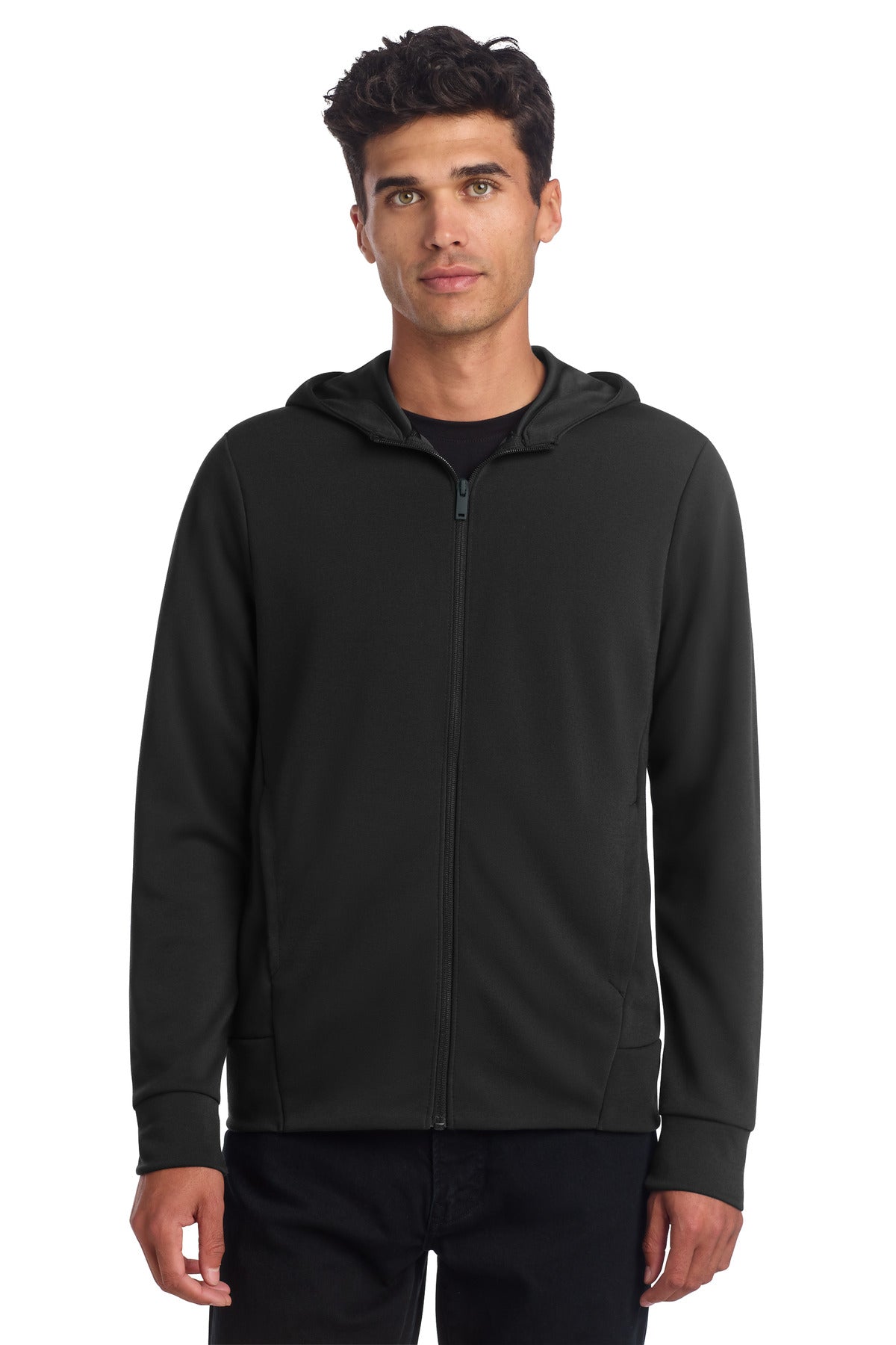 Custom Deep Black Double-Knit Full-Zip Hoodie MM3002, personalized by SanCanDo Swag in Argyle, TX