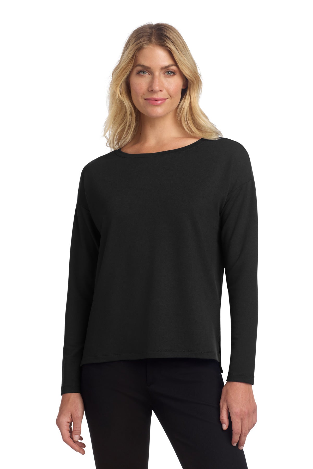 Custom Deep Black Women's Stretch Drop Shoulder Pullover MM3013, personalized by SanCanDo Swag in Argyle, TX