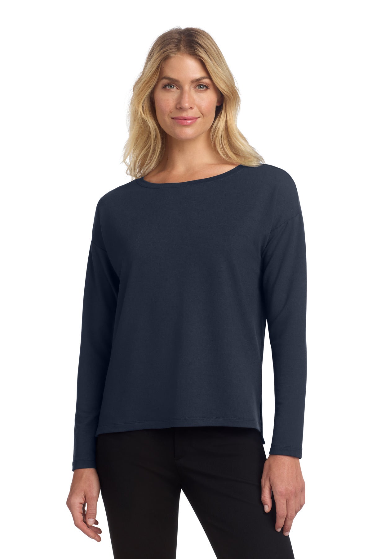 Custom Night Navy Women's Stretch Drop Shoulder Pullover MM3013, personalized by SanCanDo Swag in Argyle, TX