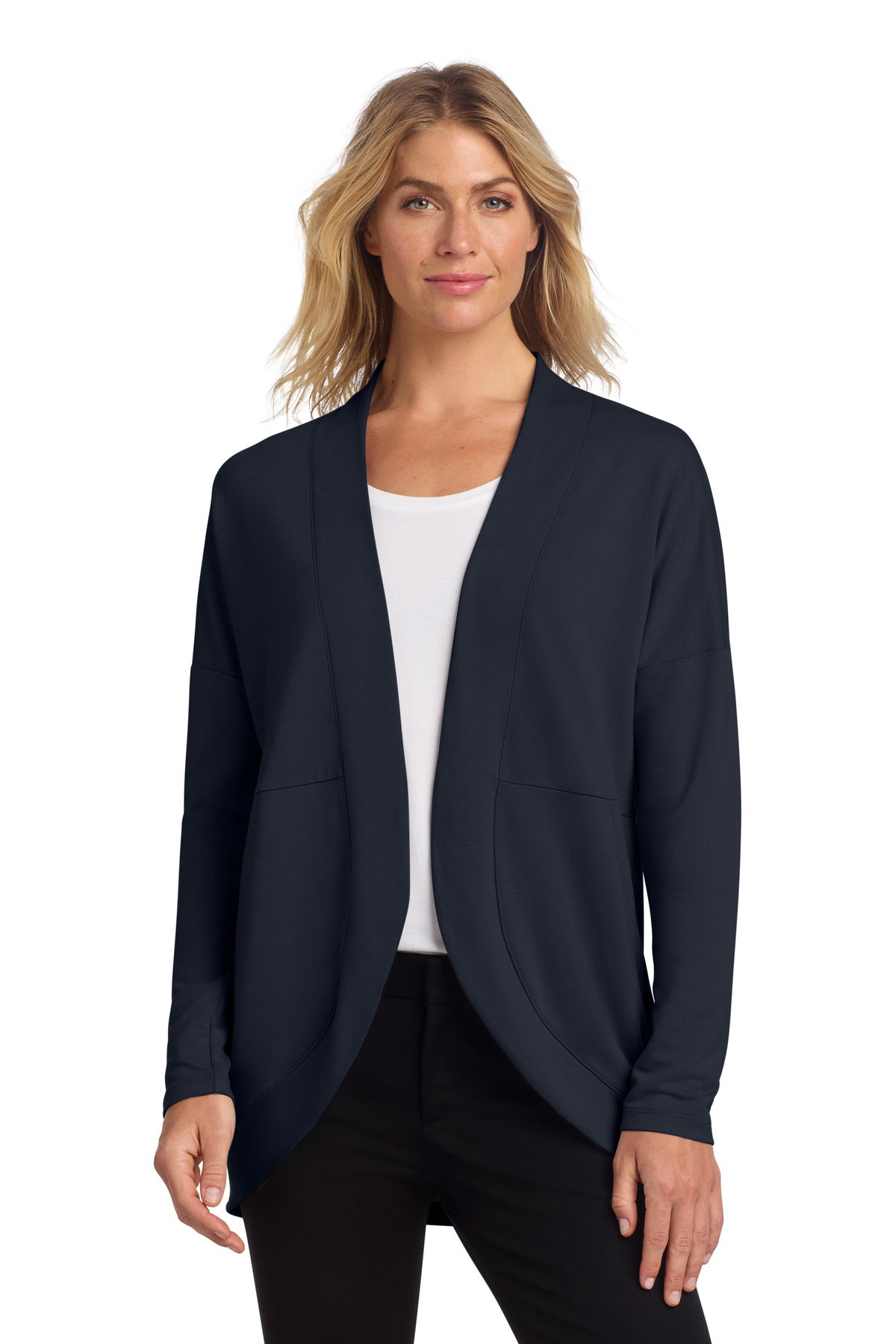 Custom Night Navy Women's Stretch Open-Front Cardigan MM3015, personalized by SanCanDo Swag in Argyle, TX