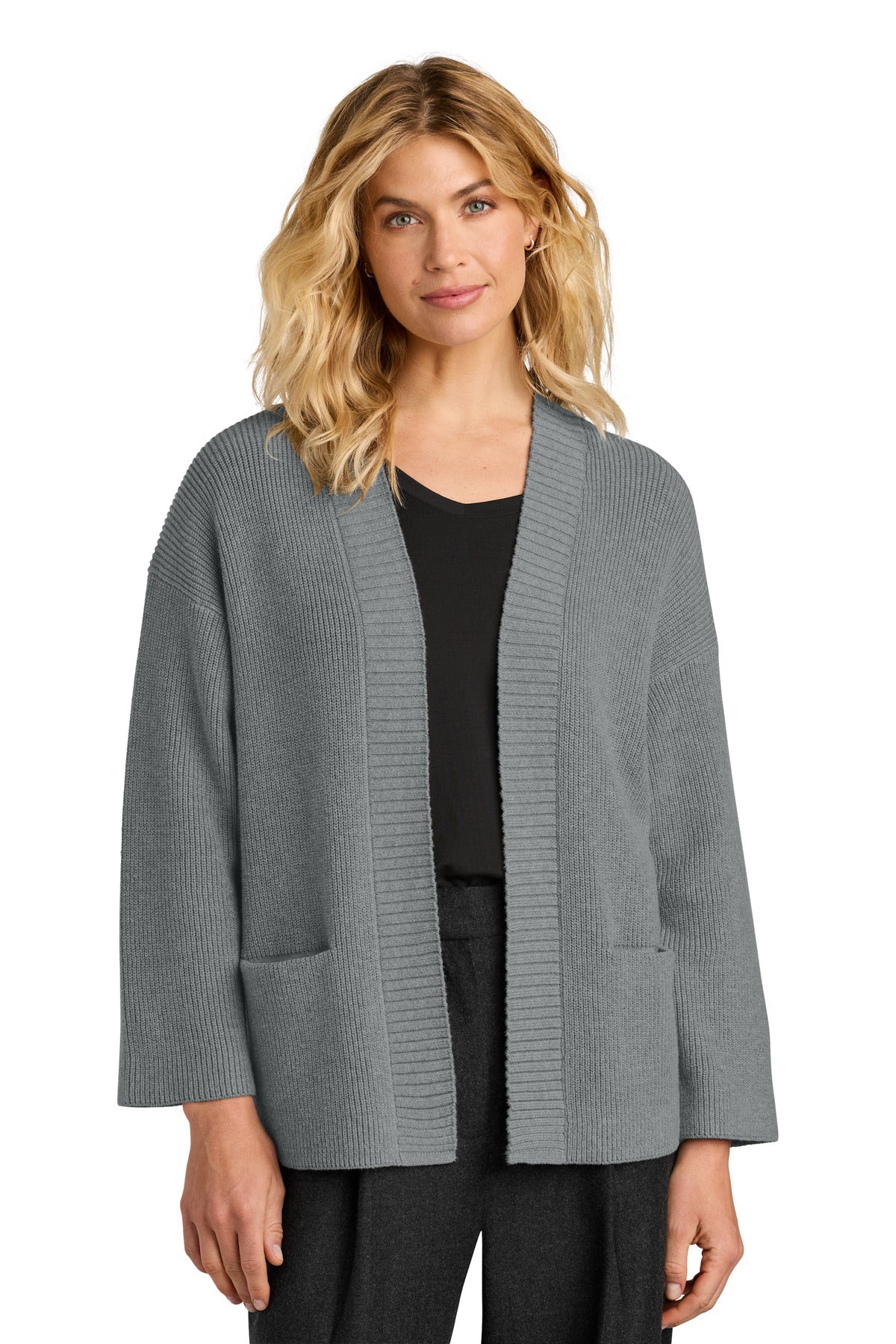 Custom Gusty Grey Heather Women's Open Cardi MM3021, personalized by SanCanDo Swag in Argyle, TX