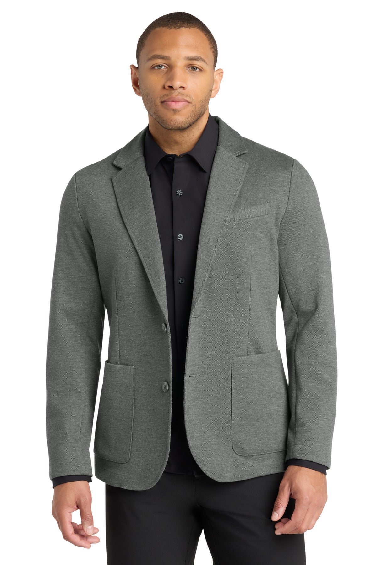 Custom Storm Grey Heather Relaxed Knit Blazer MM3030, personalized by SanCanDo Swag in Argyle, TX
