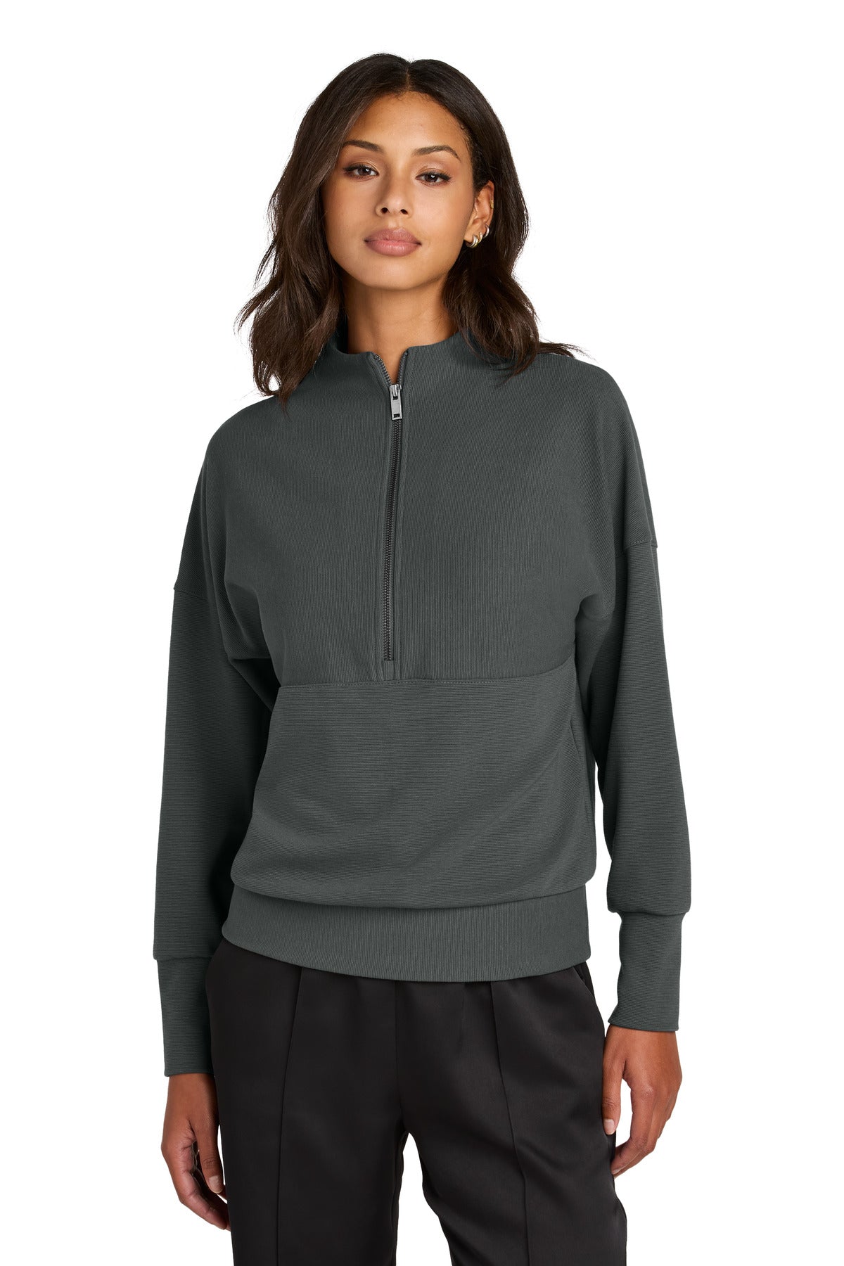 Custom Storm Grey Women's Linear Texture 1/4-Zip MM3041, personalized by SanCanDo Swag in Argyle, TX