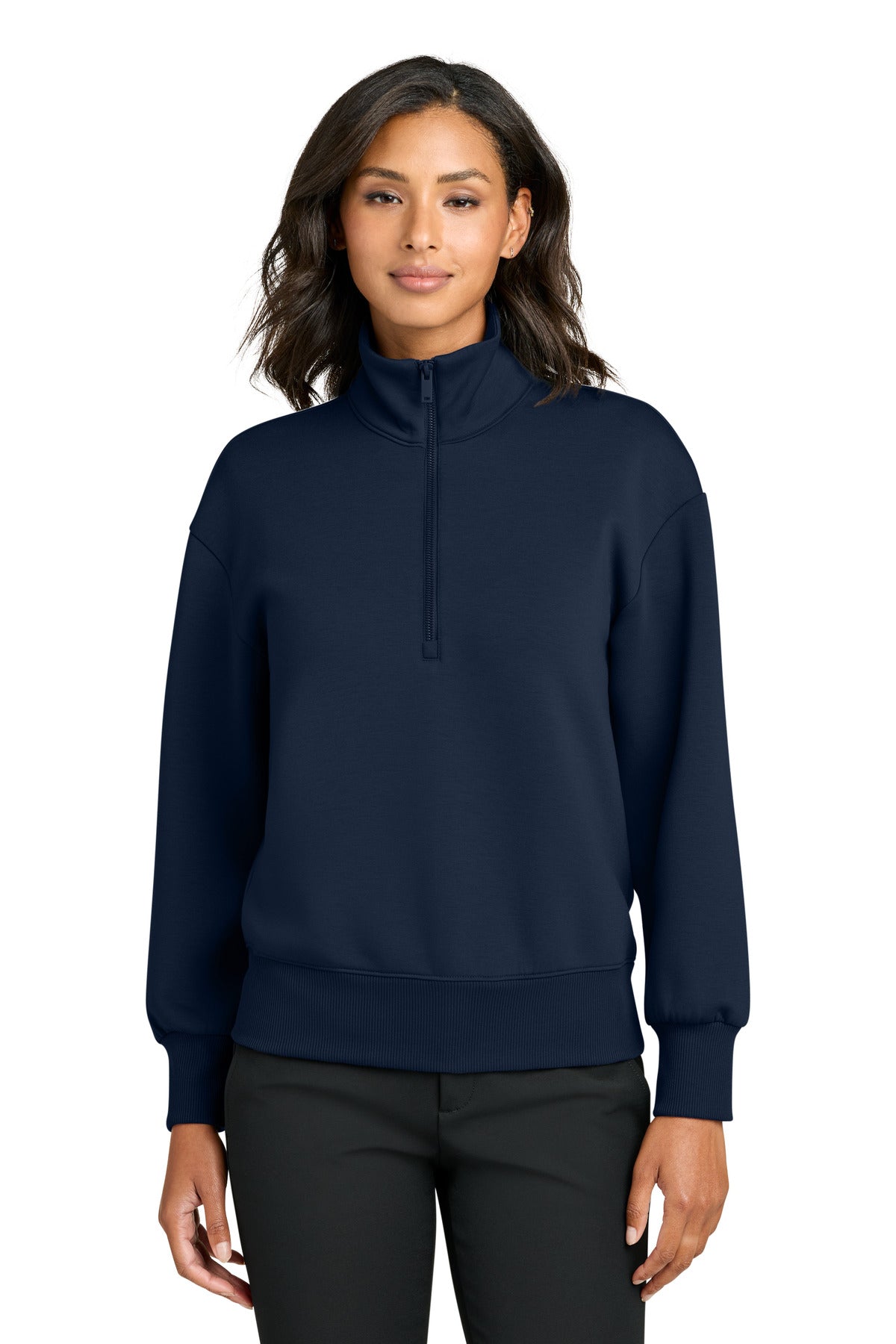 Custom Night Navy Women's Soft Spacer 1/4-Zip MM3101, personalized by SanCanDo Swag in Argyle, TX