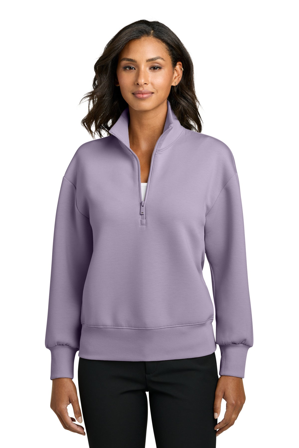 Custom Purple Ash Women's Soft Spacer 1/4-Zip MM3101, personalized by SanCanDo Swag in Argyle, TX