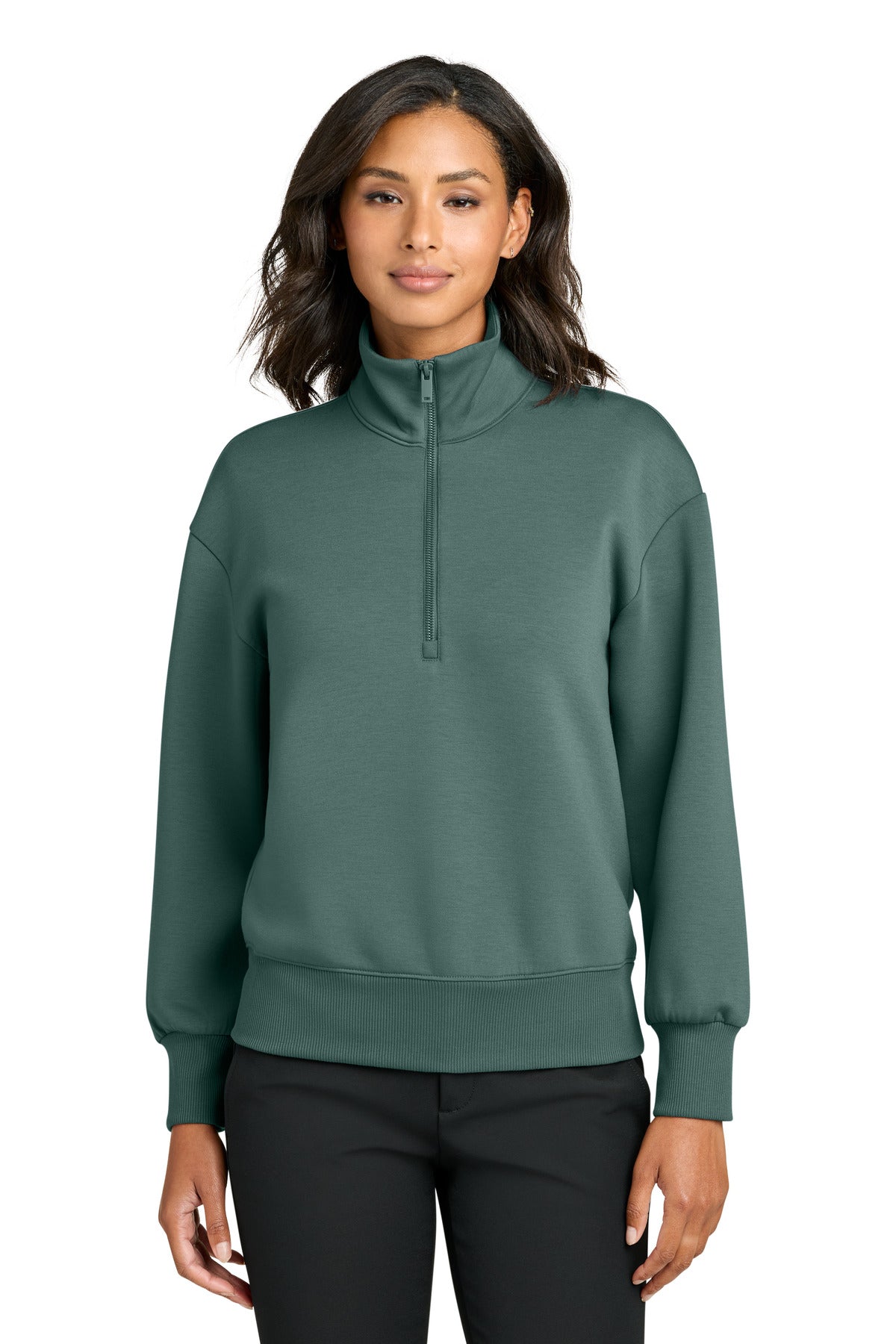 Custom Silver Pine Women's Soft Spacer 1/4-Zip MM3101, personalized by SanCanDo Swag in Argyle, TX