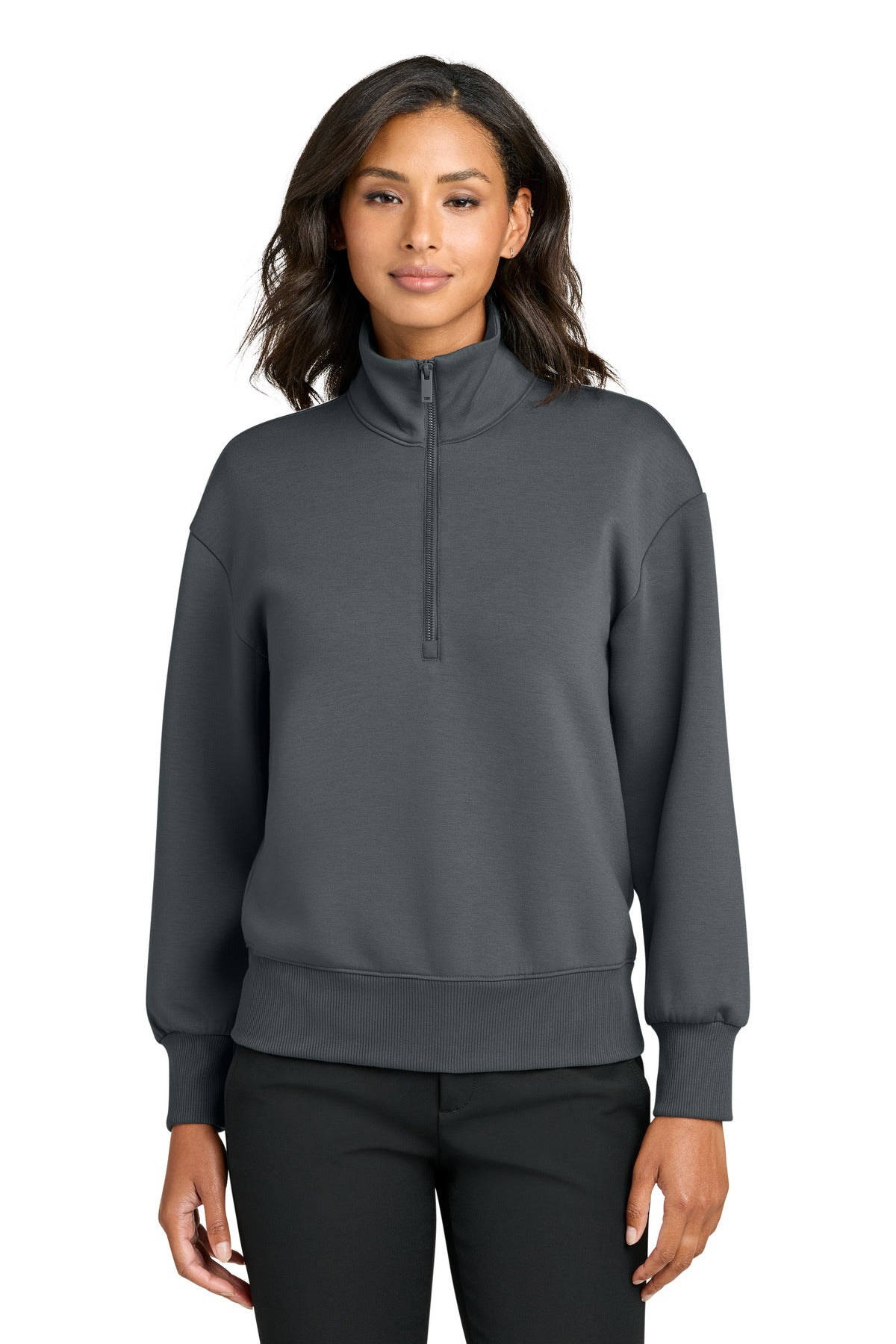 Custom Storm Grey Women's Soft Spacer 1/4-Zip MM3101, personalized by SanCanDo Swag in Argyle, TX