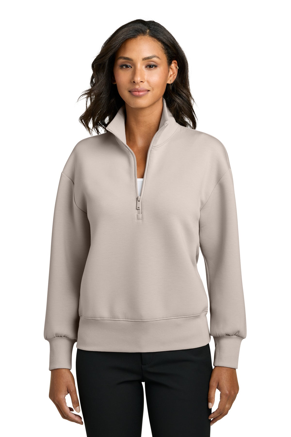 Custom Warm Quartz Women's Soft Spacer 1/4-Zip MM3101, personalized by SanCanDo Swag in Argyle, TX