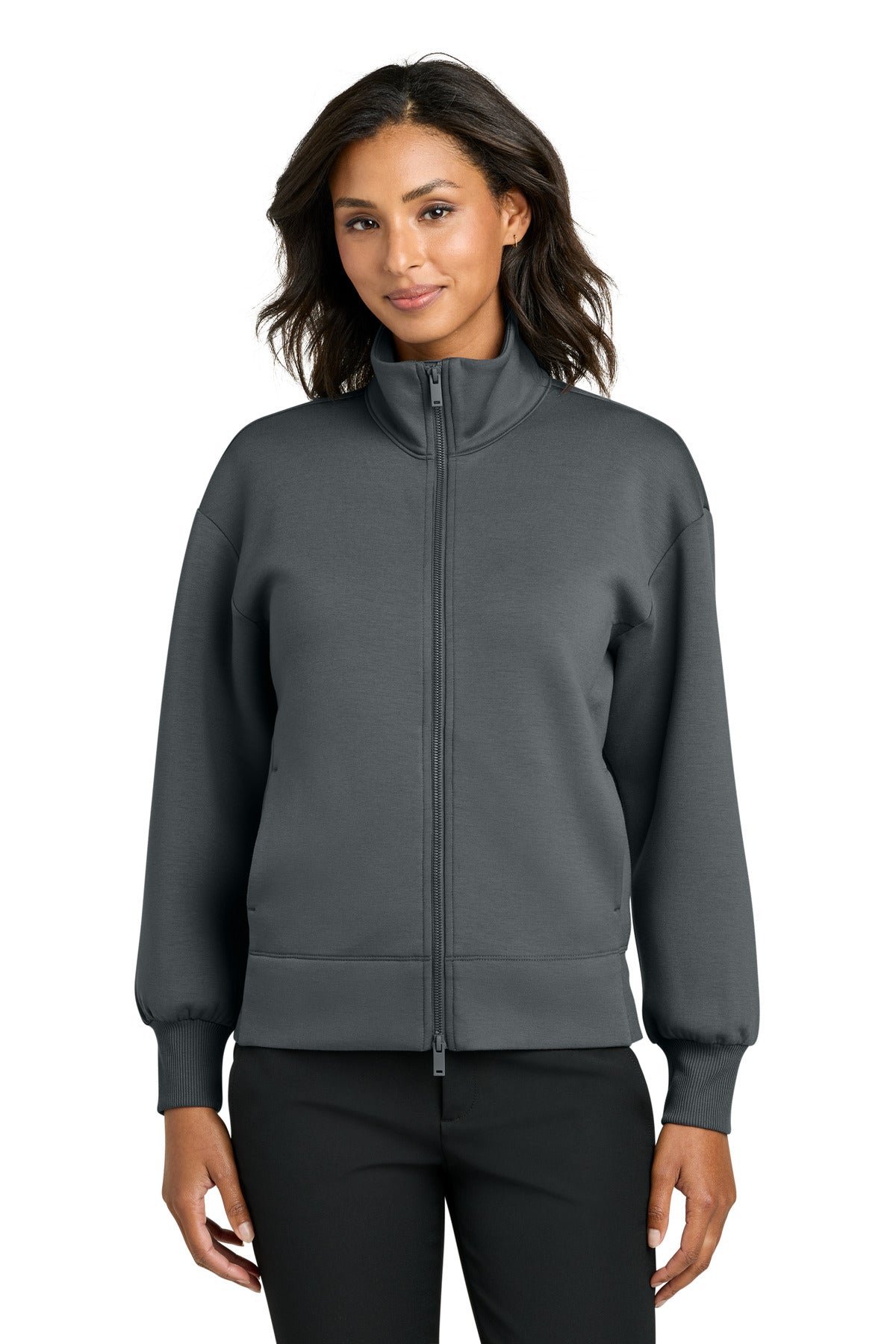 Custom Storm Grey Women's Soft Spacer Full-Zip MM3103, personalized by SanCanDo Swag in Argyle, TX