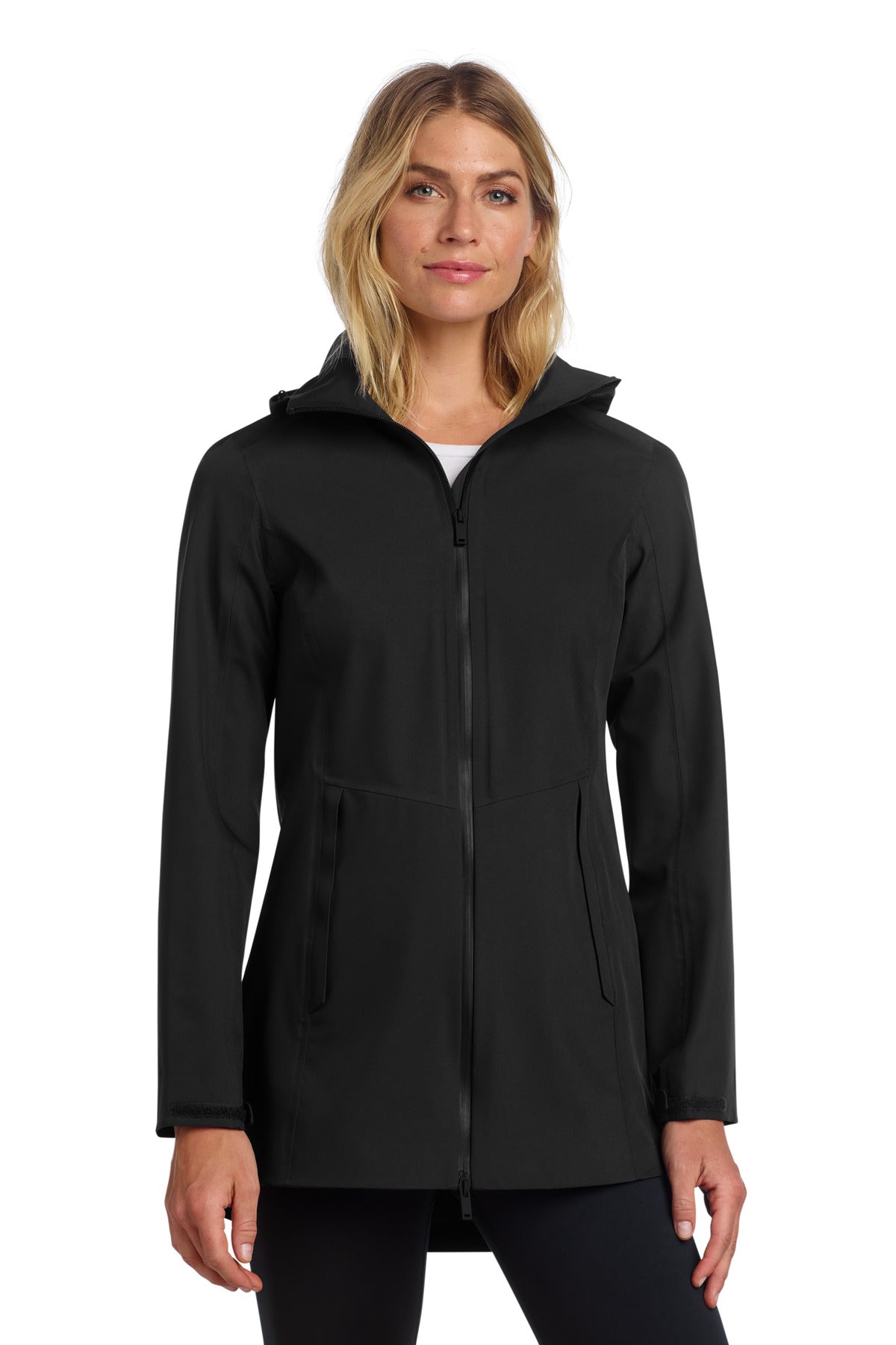 Custom Deep Black Women's Waterproof Rain Shell MM7001, personalized by SanCanDo Swag in Argyle, TX