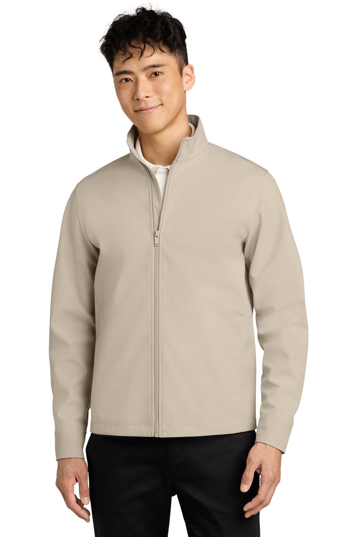 Custom Almond Comfort Soft Shell Jacket MM7104, personalized by SanCanDo Swag in Argyle, TX