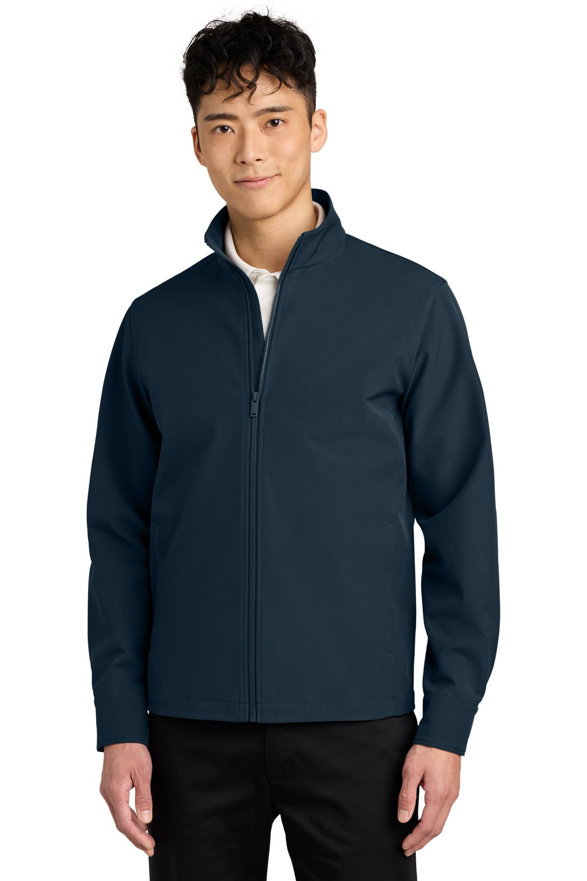 Custom Night Navy Comfort Soft Shell Jacket MM7104, personalized by SanCanDo Swag in Argyle, TX