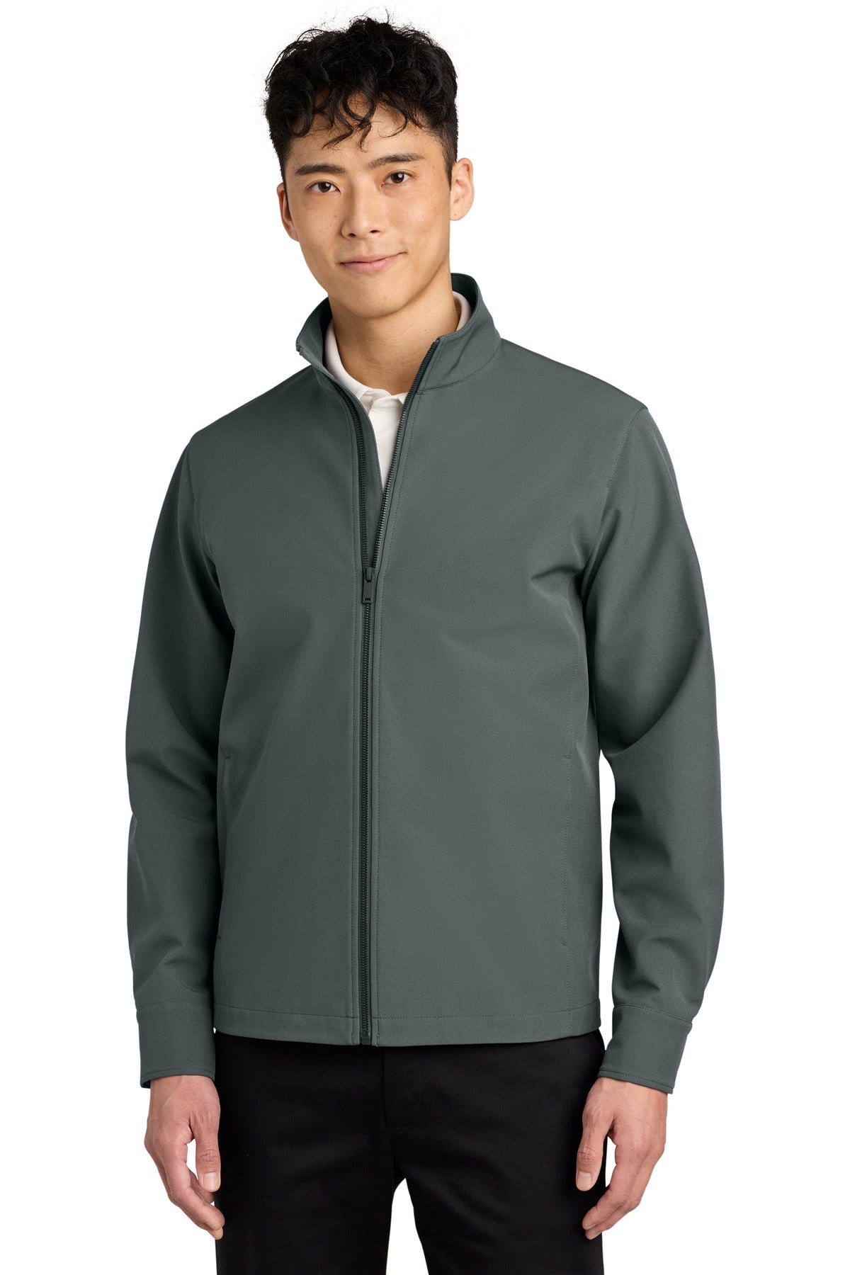 Custom Storm Grey Comfort Soft Shell Jacket MM7104, personalized by SanCanDo Swag in Argyle, TX