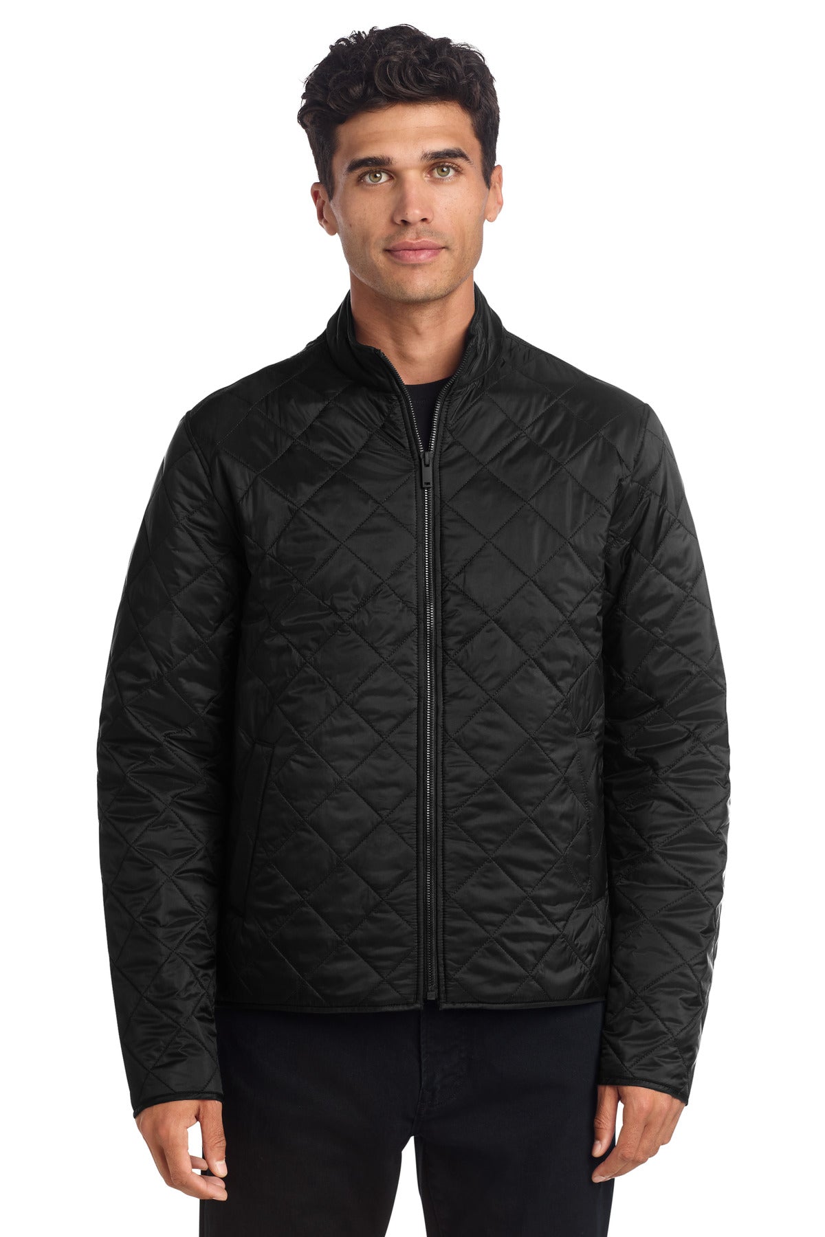 Custom Deep Black Quilted Full-Zip Jacket MM7200, personalized by SanCanDo Swag in Argyle, TX
