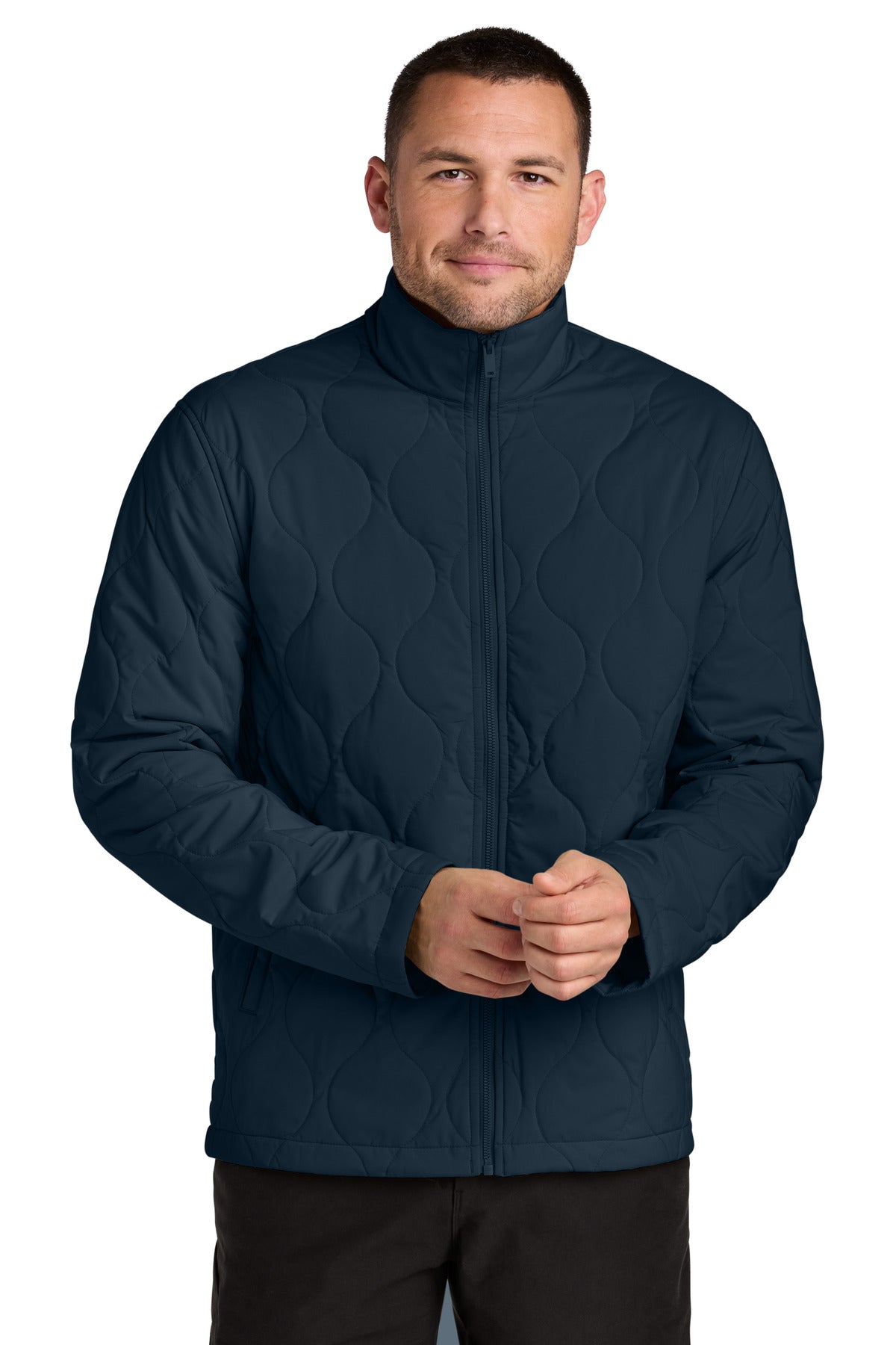 Custom Night Navy Quilted Liner Jacket MM7202, personalized by SanCanDo Swag in Argyle, TX