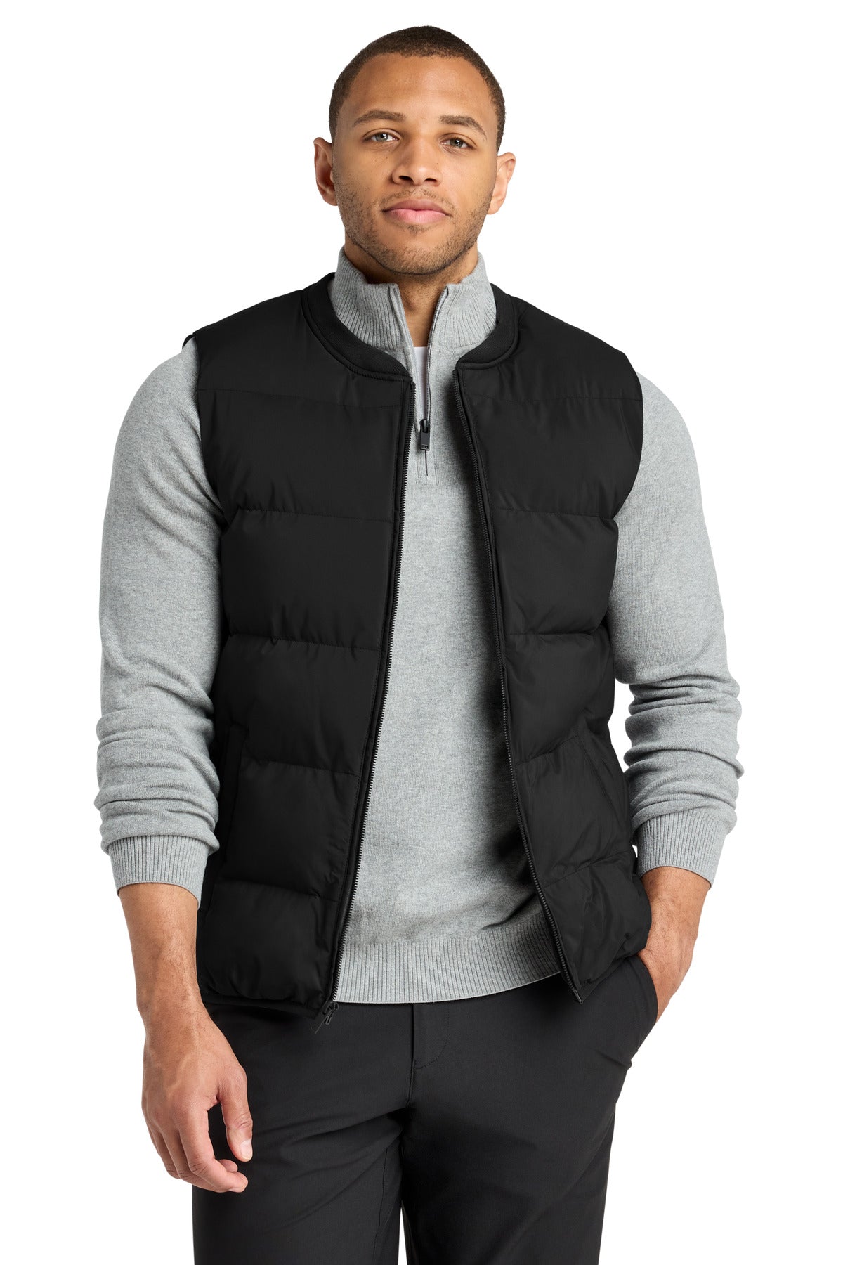 Custom Deep Black Puffy Vest MM7214, personalized by SanCanDo Swag in Argyle, TX