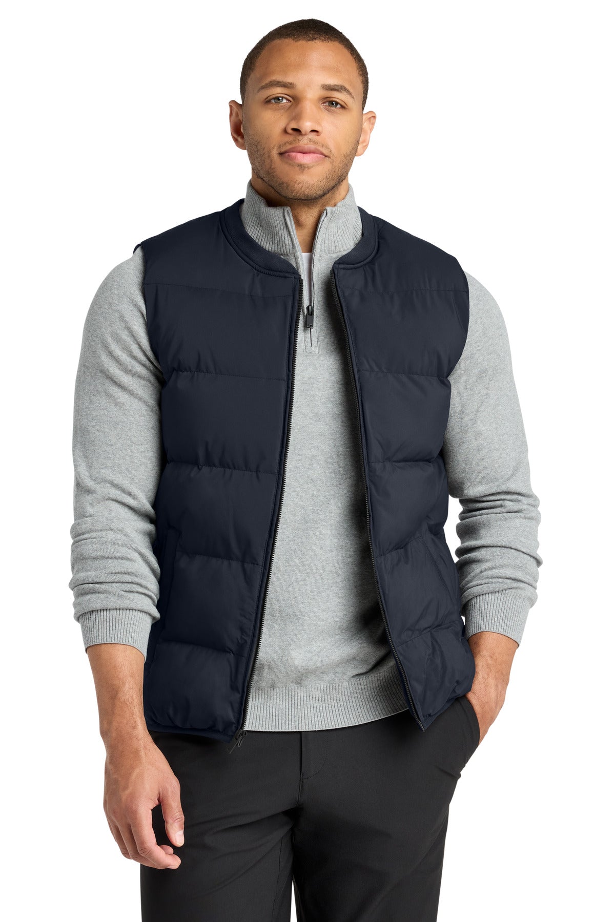 Custom Night Navy Puffy Vest MM7214, personalized by SanCanDo Swag in Argyle, TX