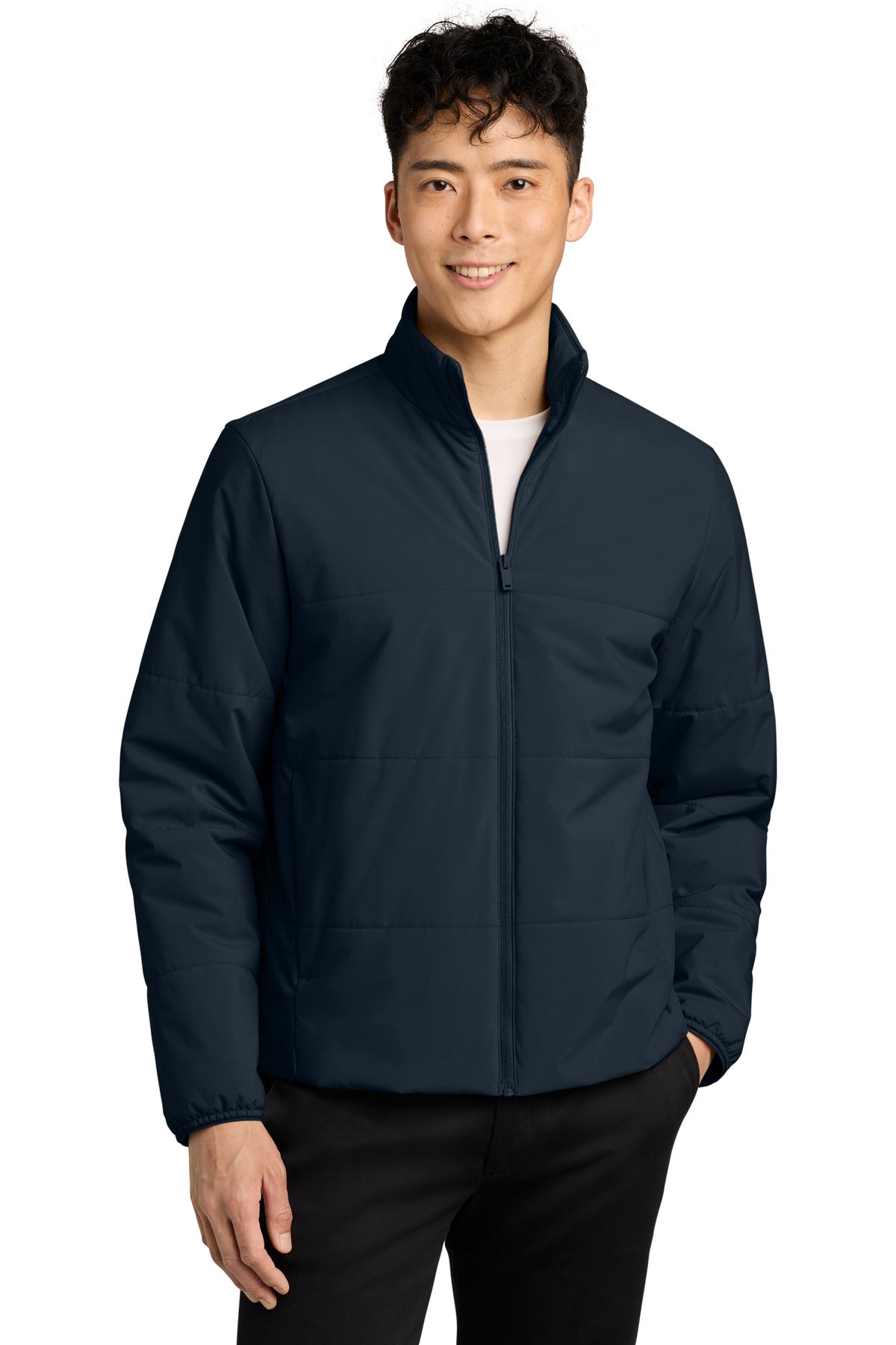 Custom Night Navy Brookline Quilted Jacket MM7220, personalized by SanCanDo Swag in Argyle, TX