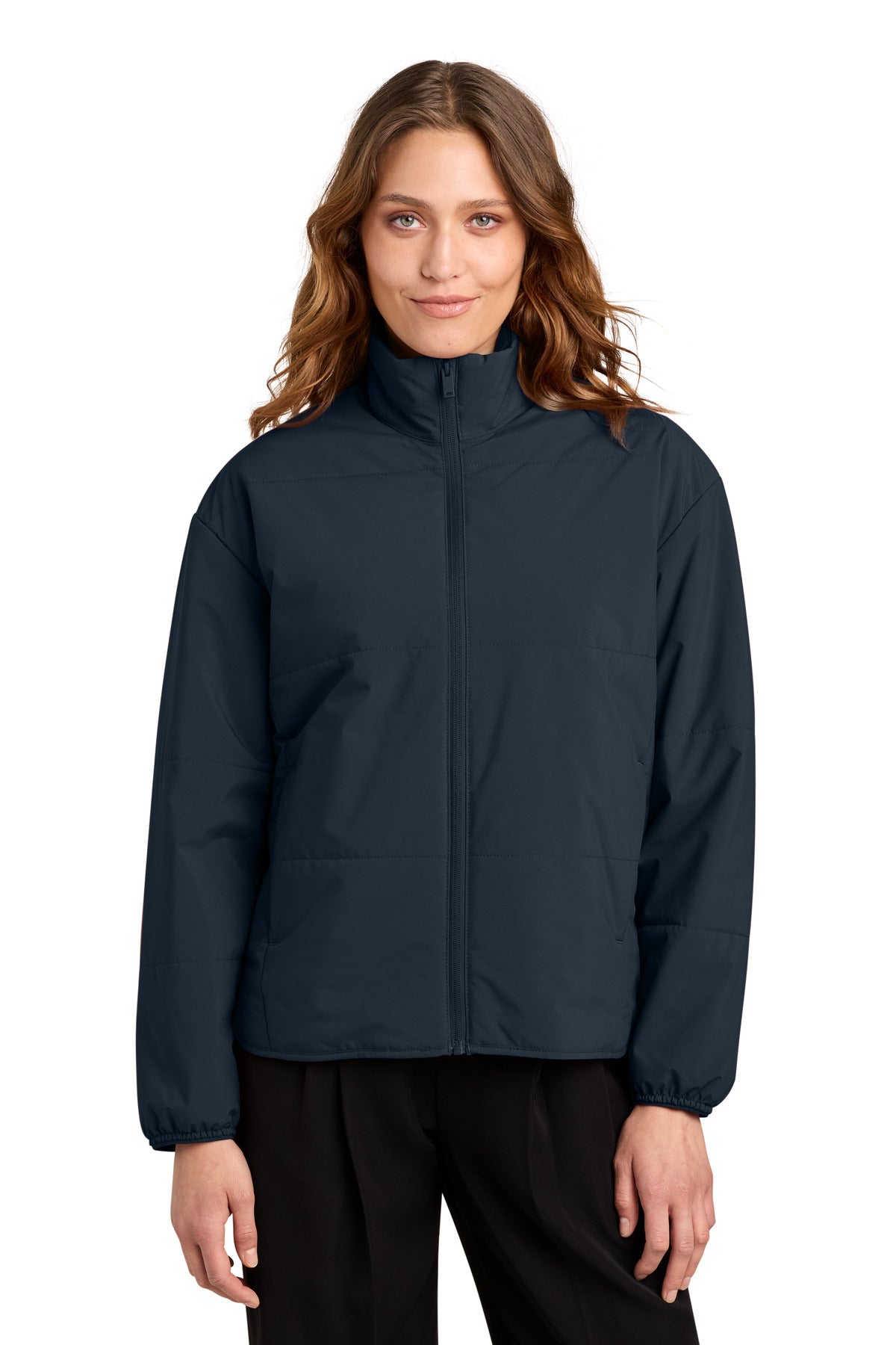 Custom Night Navy Women's Brookline Quilted Jacket MM7221, personalized by SanCanDo Swag in Argyle, TX