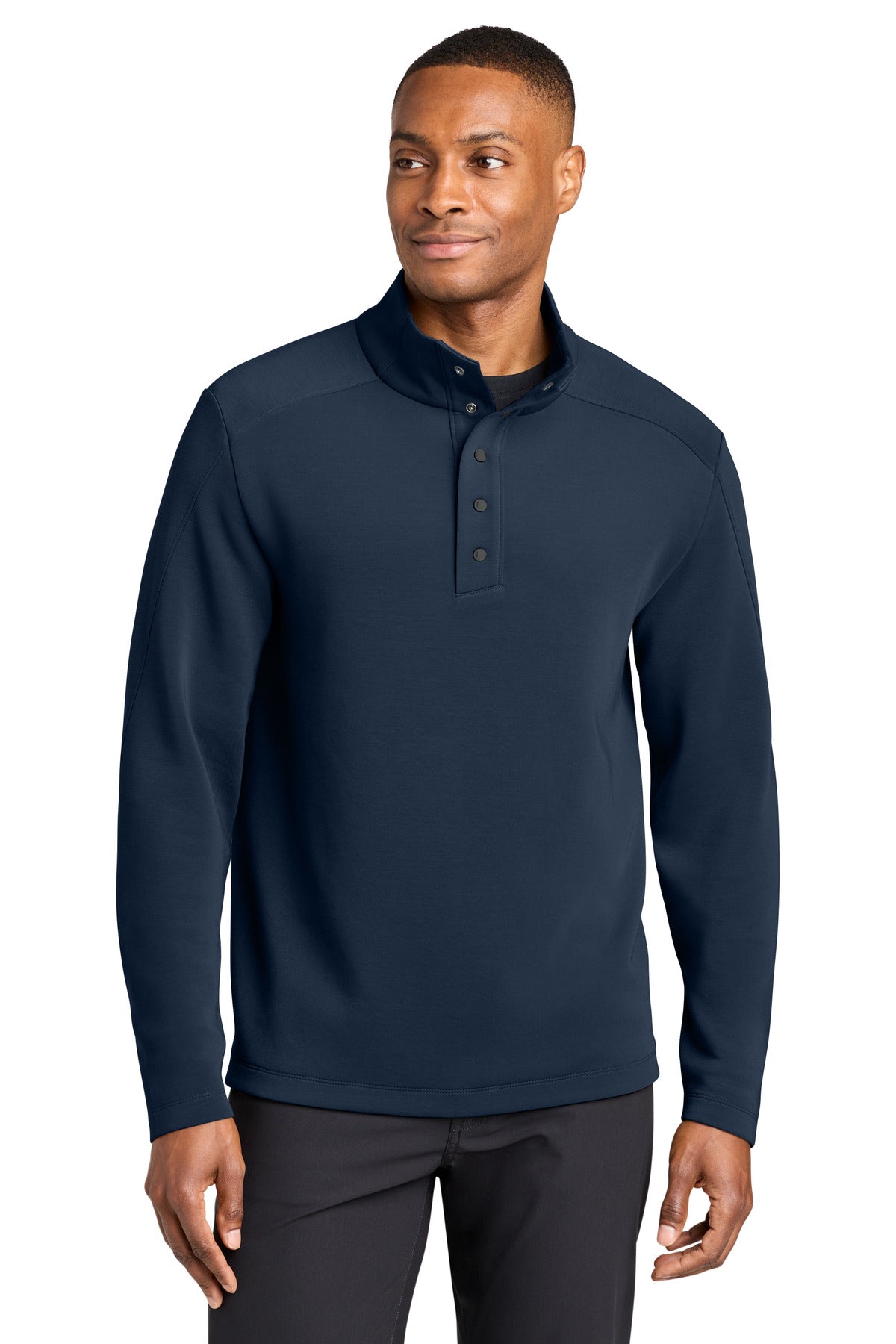 Custom Indigo Navy Kumo 1/4-Snap Pullover MRA220, personalized by SanCanDo Swag in Argyle, TX