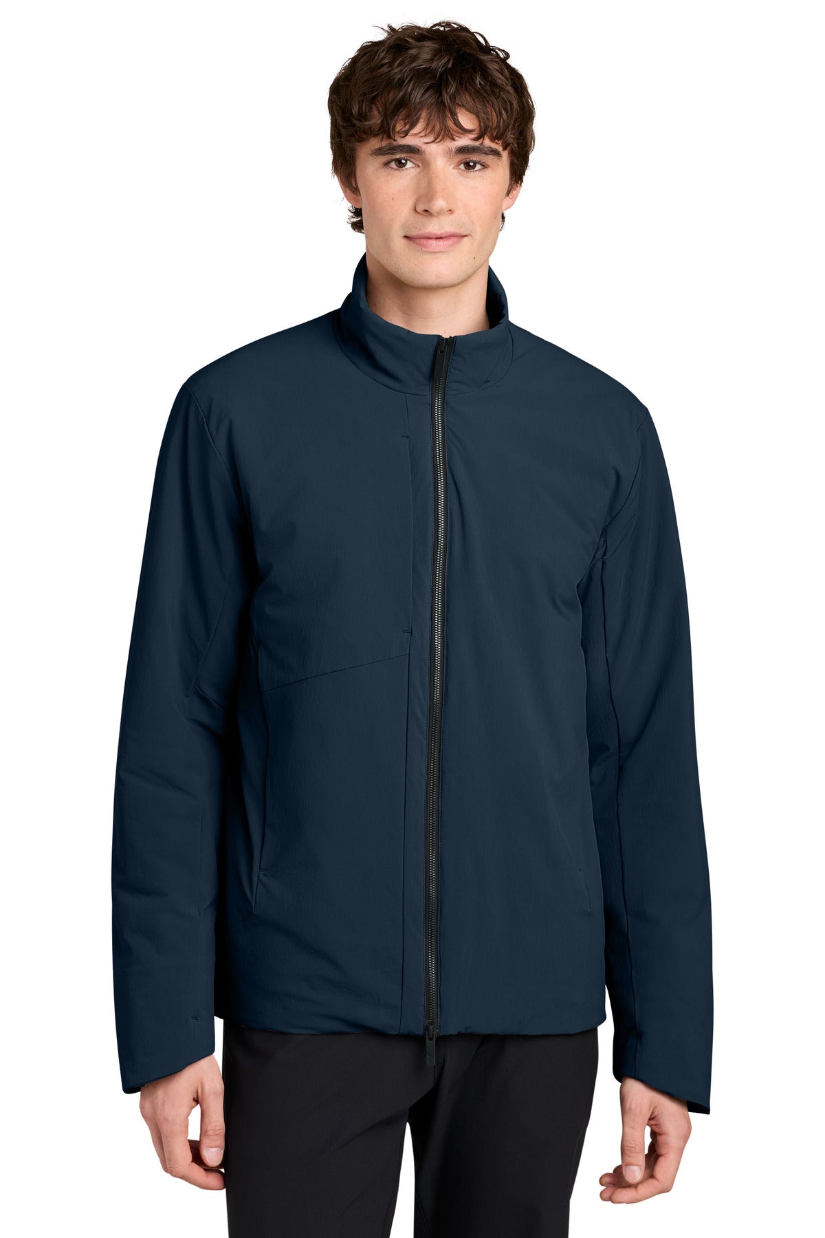 Custom Indigo Navy Sashiko Full-Zip Stretch Puffy MRA440, personalized by SanCanDo Swag in Argyle, TX