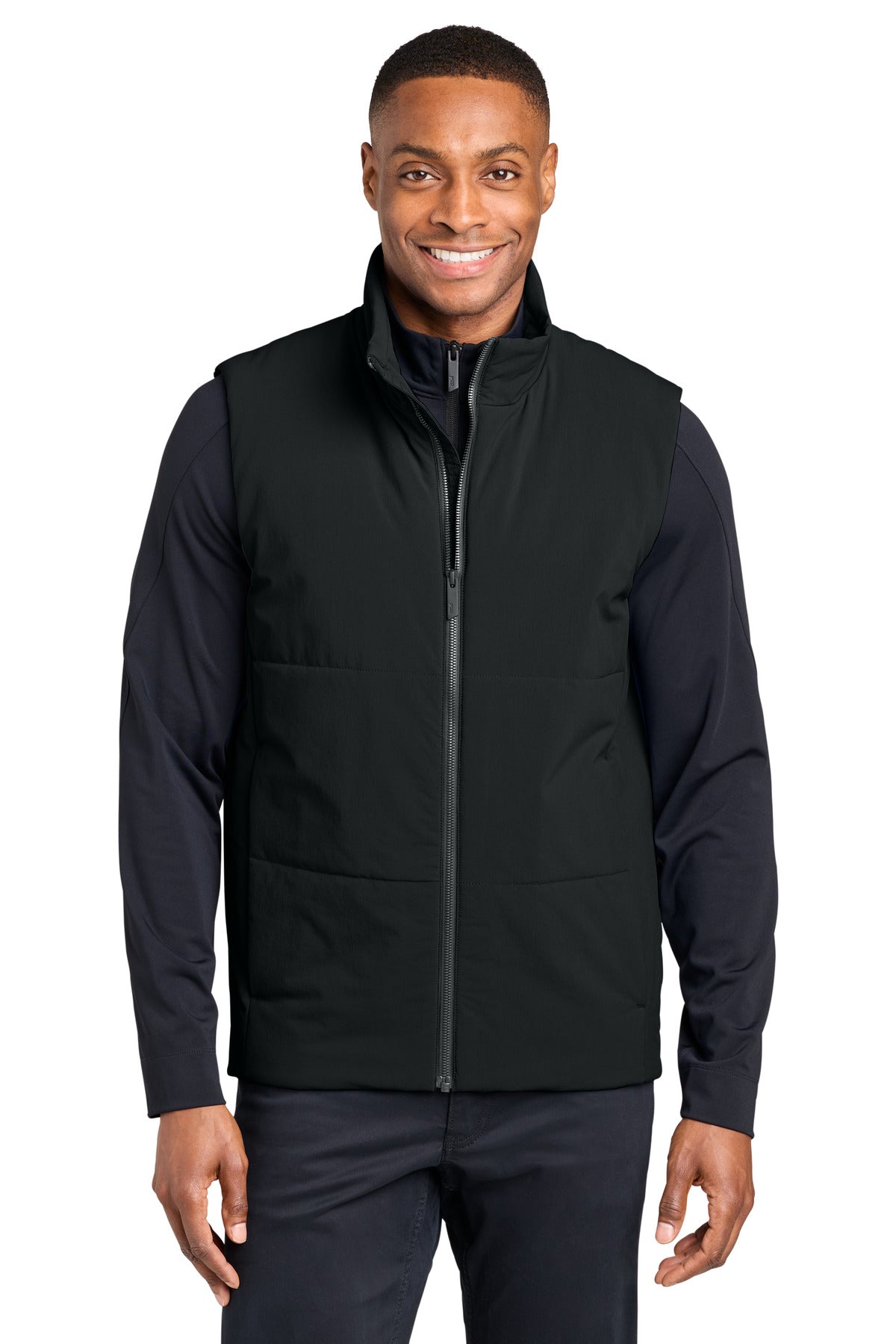 Custom Pitch Black Sashiko Stretch Puffy Vest MRA442, personalized by SanCanDo Swag in Argyle, TX