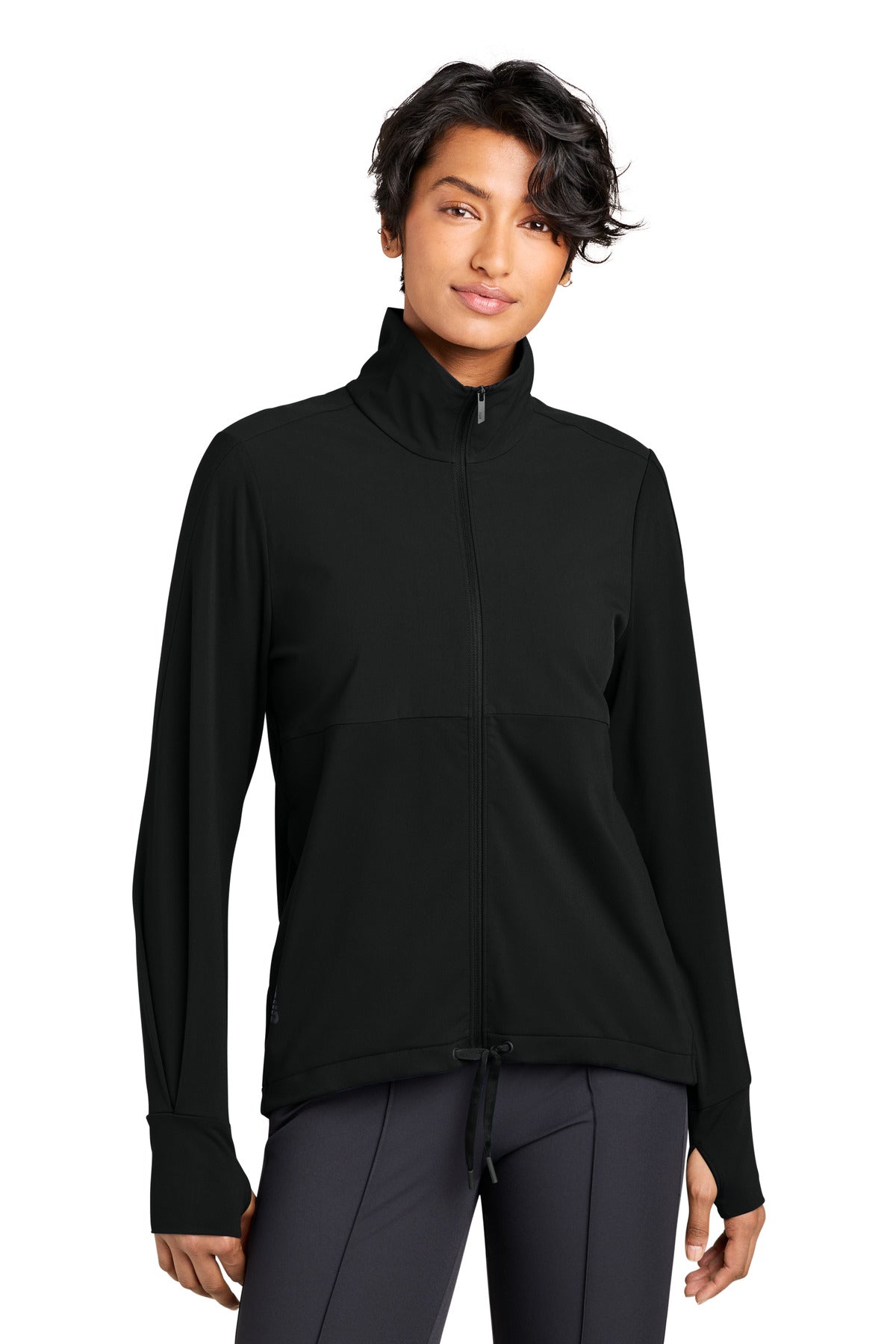 Custom Pitch Black Women's Kivu Hybrid Full-Zip Jacket MRAW231, personalized by SanCanDo Swag in Argyle, TX
