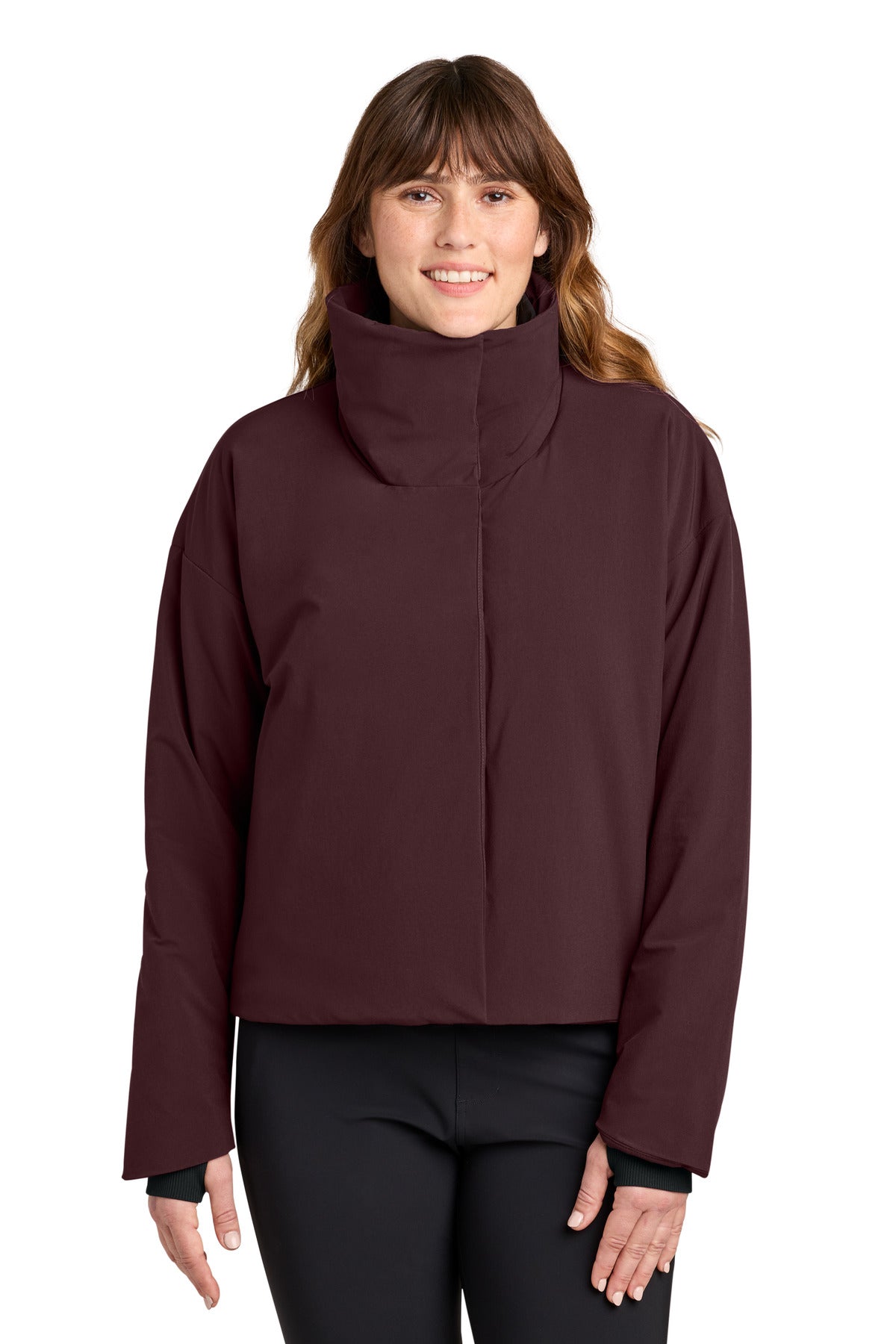 Custom Dark Fig Women's Sashiko Full-Zip Stretch Puffy MRAW440, personalized by SanCanDo Swag in Argyle, TX