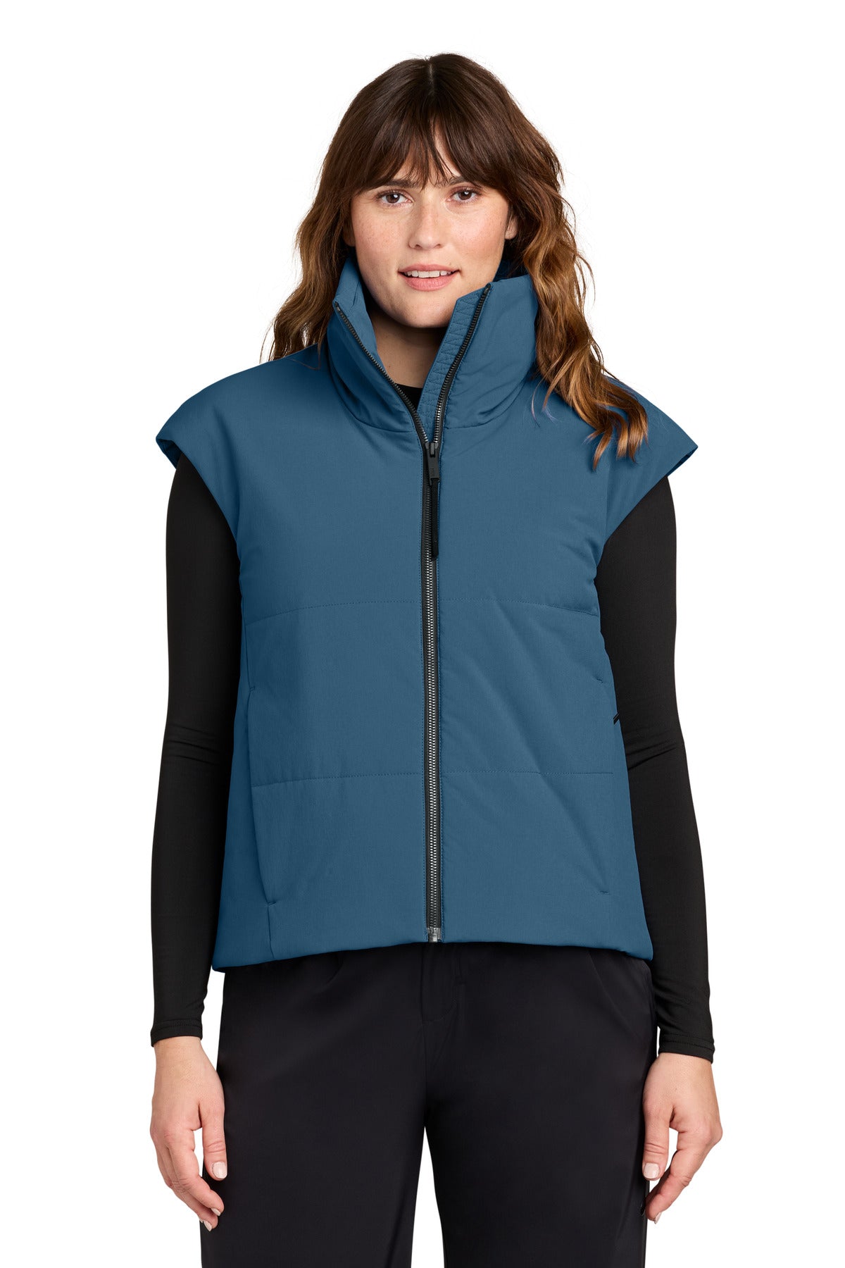 Custom Deep Lake Women's Sashiko Stretch Puffy Vest MRAW442, personalized by SanCanDo Swag in Argyle, TX