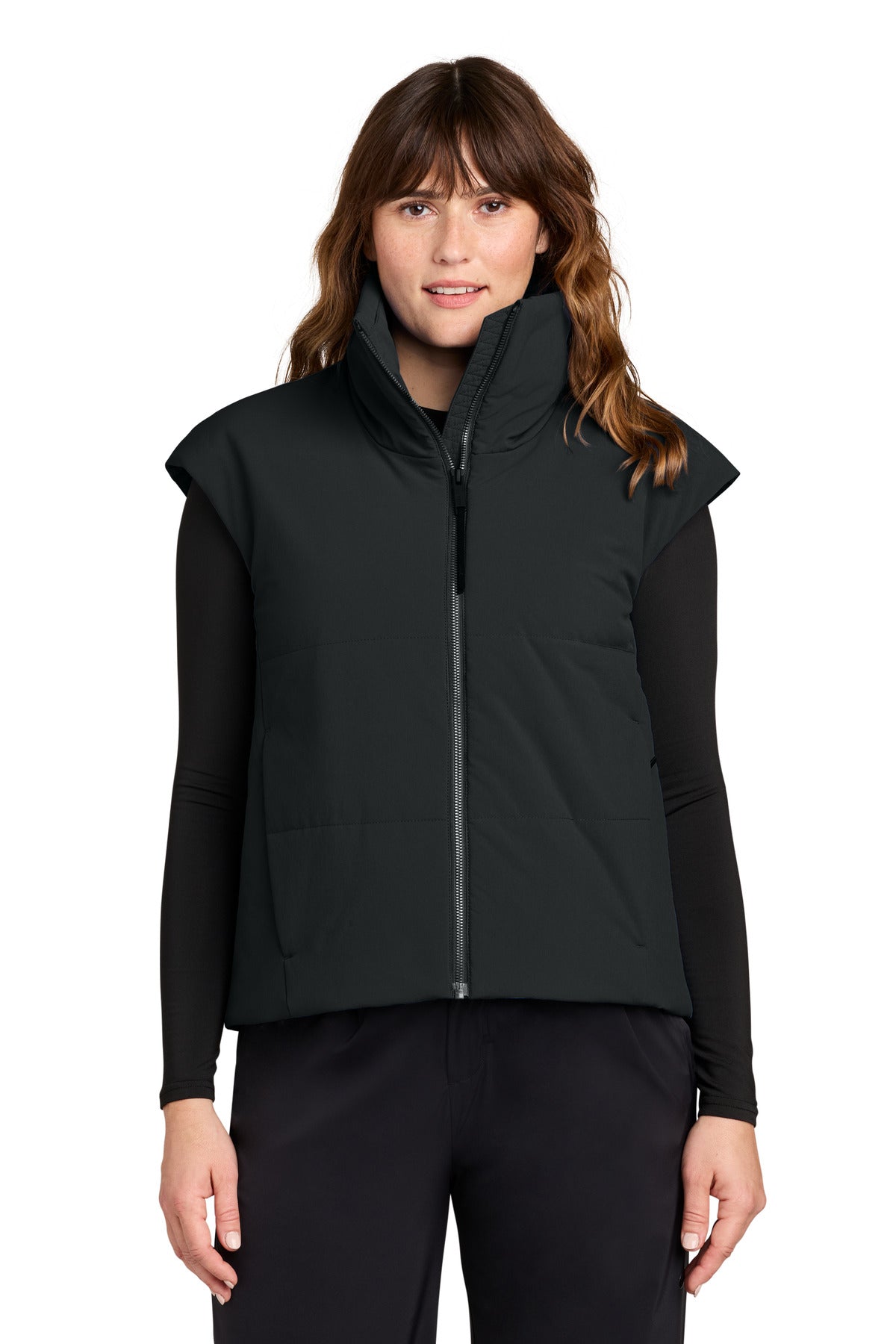 Custom Pitch Black Women's Sashiko Stretch Puffy Vest MRAW442, personalized by SanCanDo Swag in Argyle, TX