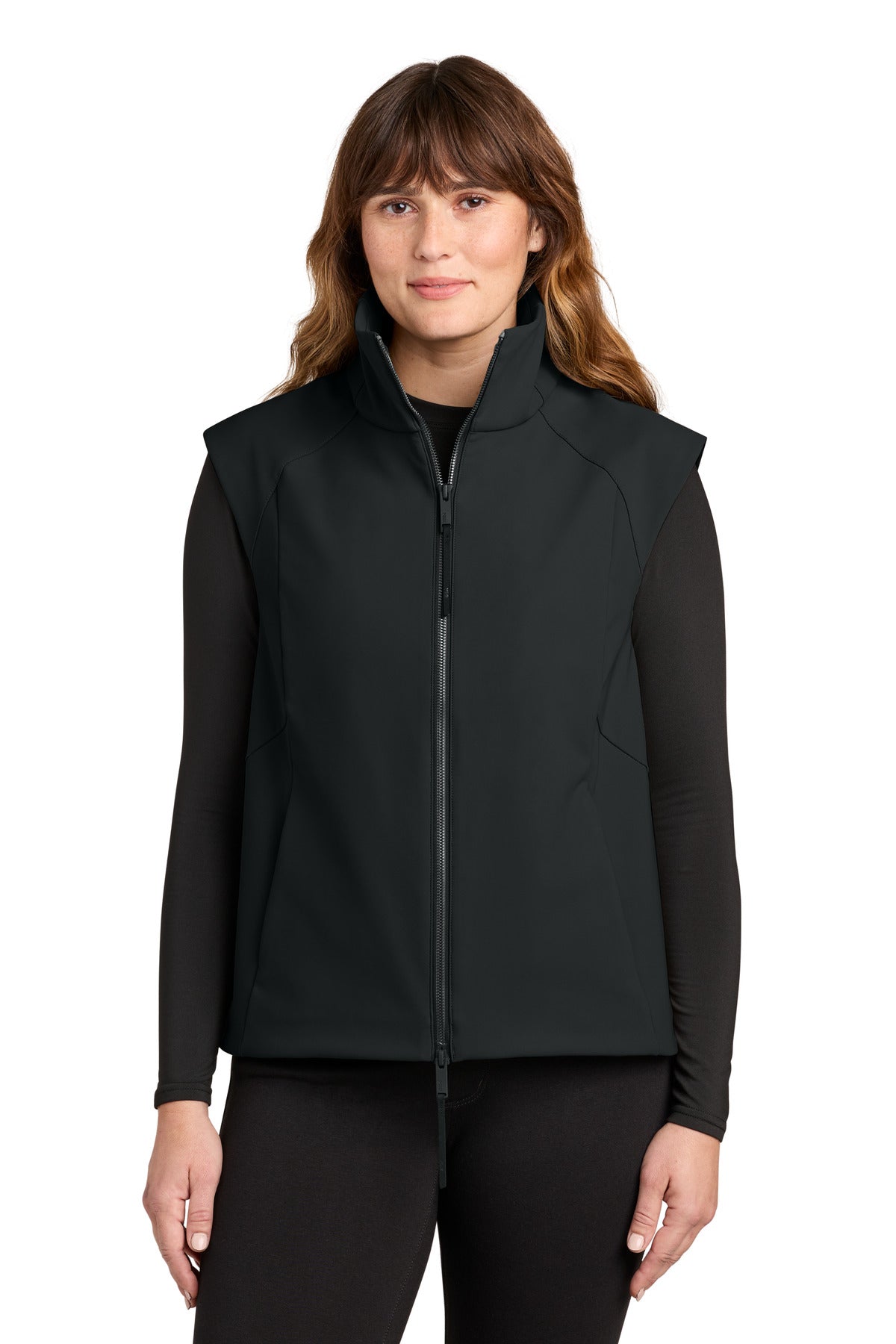 Custom Pitch Black Women's Nozawa Soft Shell Vest MRAW473, personalized by SanCanDo Swag in Argyle, TX
