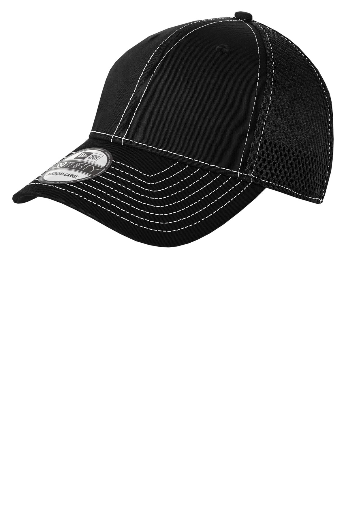 Custom Black/ White Stretch Mesh Contrast Stitch Cap NE1120, personalized by SanCanDo Swag in Argyle, TX