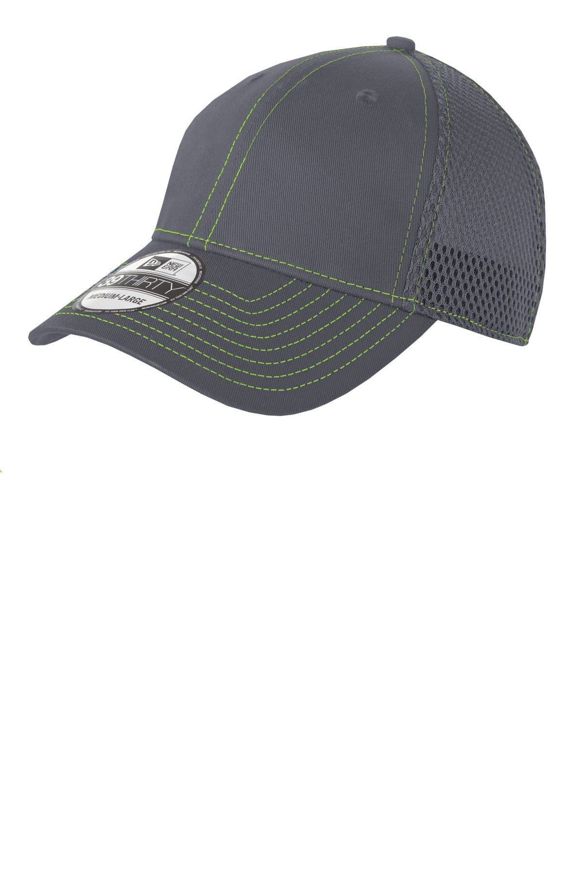 Custom Graphite/ Cyber Green Stretch Mesh Contrast Stitch Cap NE1120, personalized by SanCanDo Swag in Argyle, TX