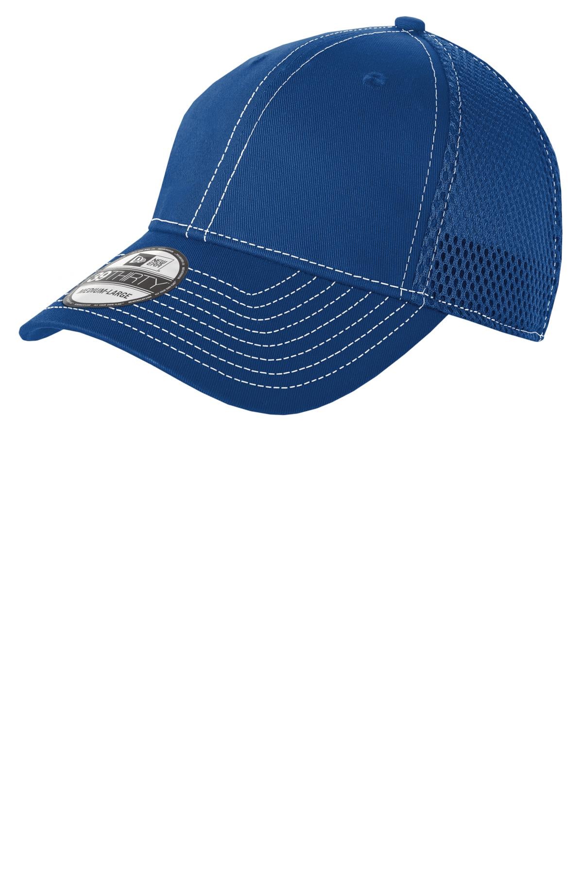 Custom Royal/ White Stretch Mesh Contrast Stitch Cap NE1120, personalized by SanCanDo Swag in Argyle, TX