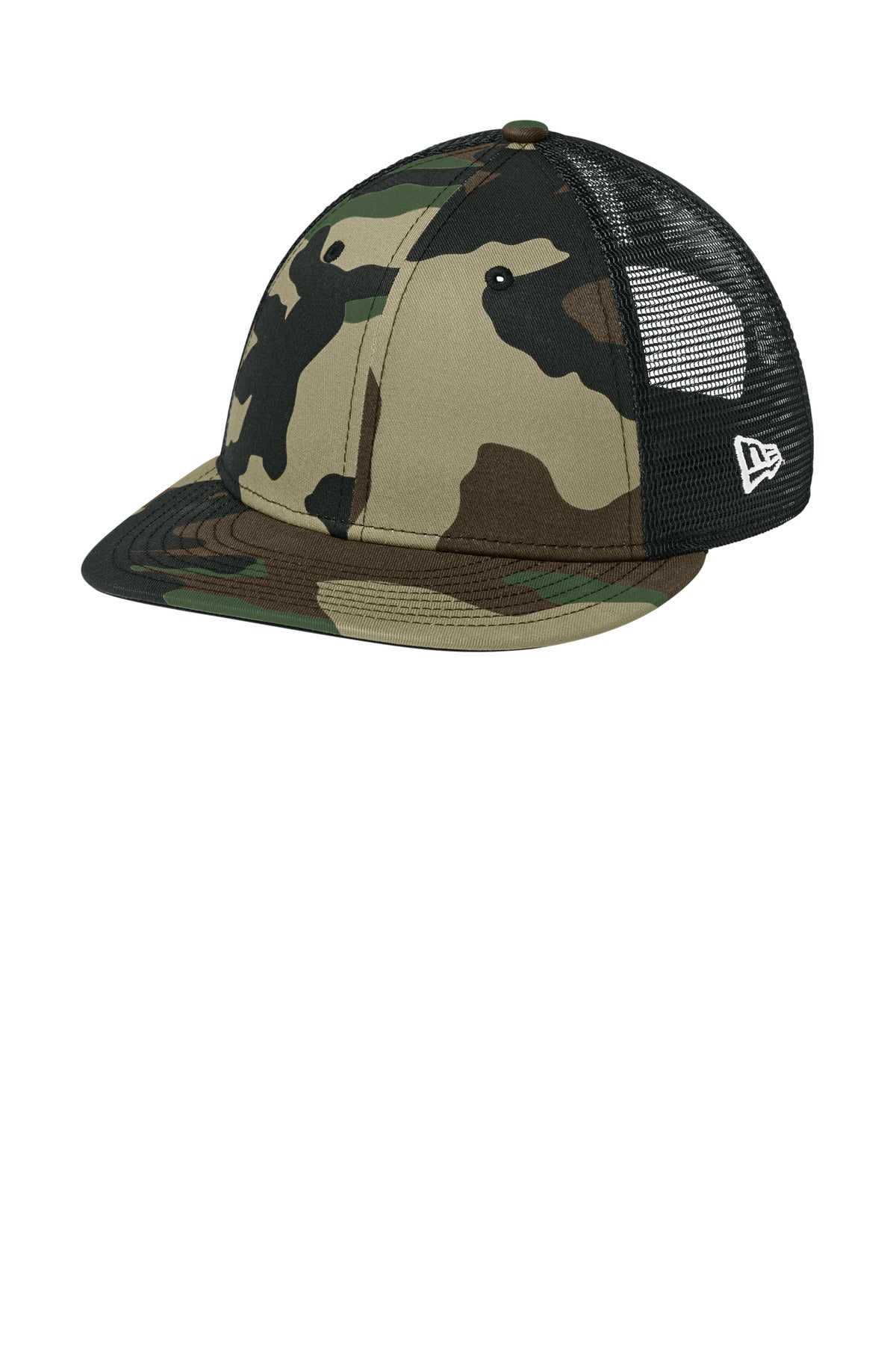 Custom Flag Camo/ Black Snapback Low Profile Trucker Cap NE207, personalized by SanCanDo Swag in Argyle, TX