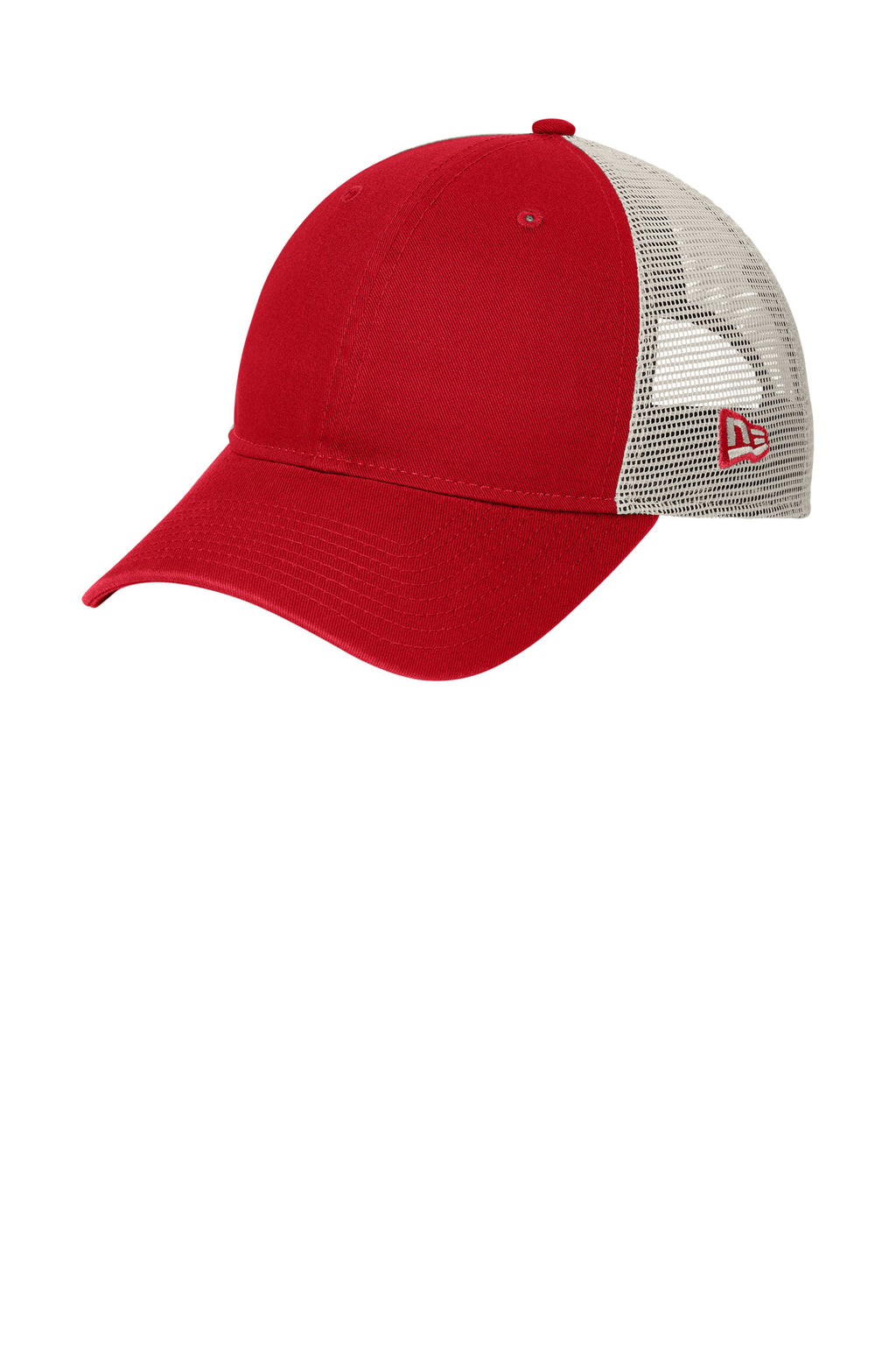 Custom Scarlet/ Stone 9TWENTY Unstructured Mesh Snapback Cap NE215, personalized by SanCanDo Swag in Argyle, TX