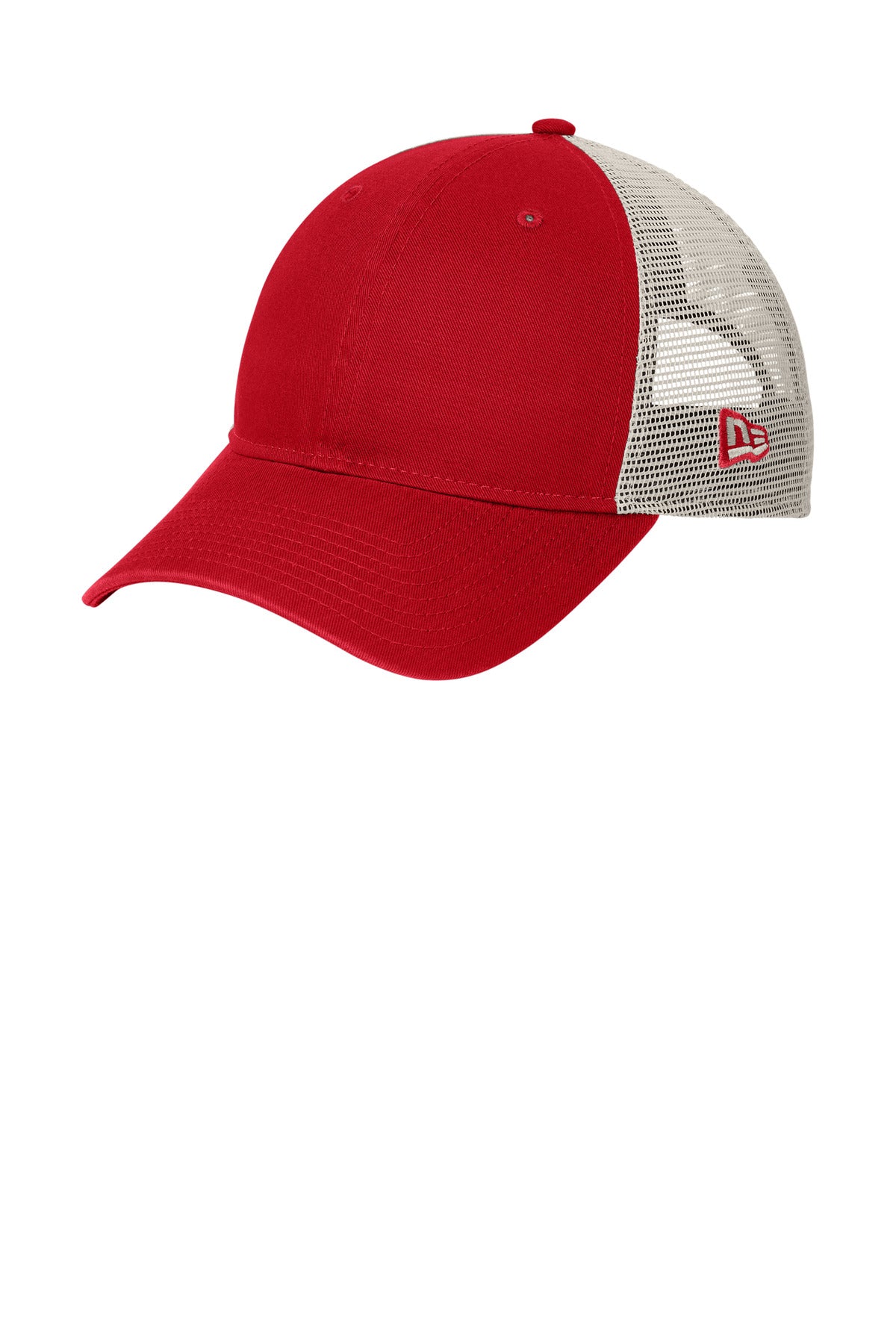 Custom Scarlet/ Stone 9TWENTY Unstructured Mesh Snapback Cap NE215, personalized by SanCanDo Swag in Argyle, TX