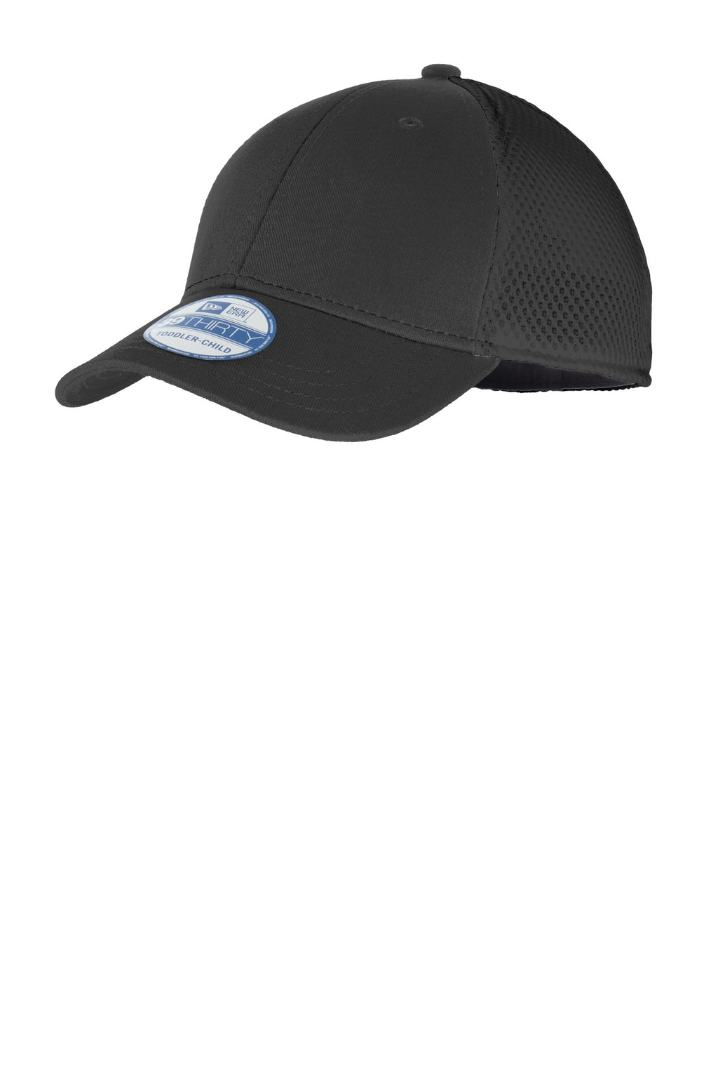 Custom Black/ Black Youth Stretch Mesh Cap NE302, personalized by SanCanDo Swag in Argyle, TX